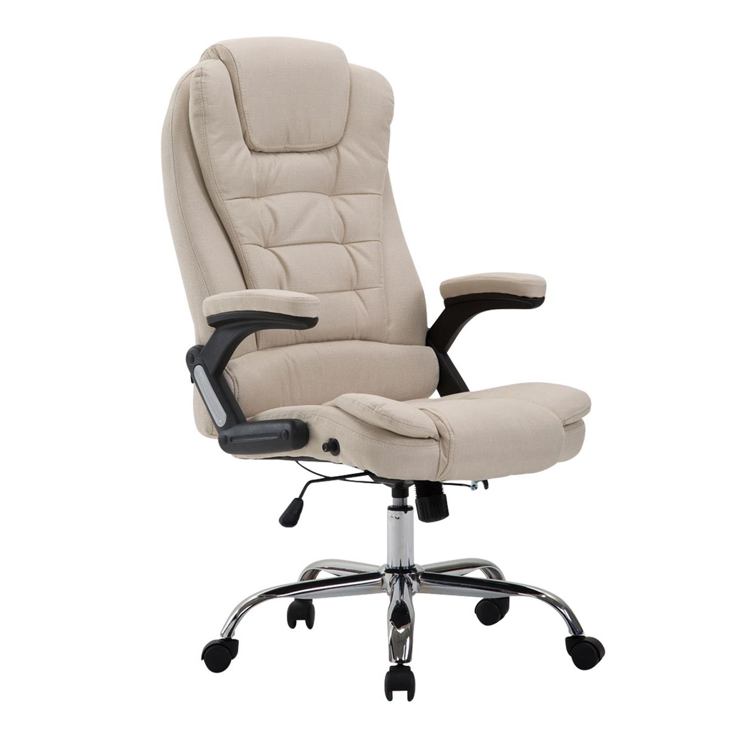 Fauteuil de bureau KANSAS TISSU, spécialement adapté pour personnes fortes,  jusqu'à 150kg, Crème 