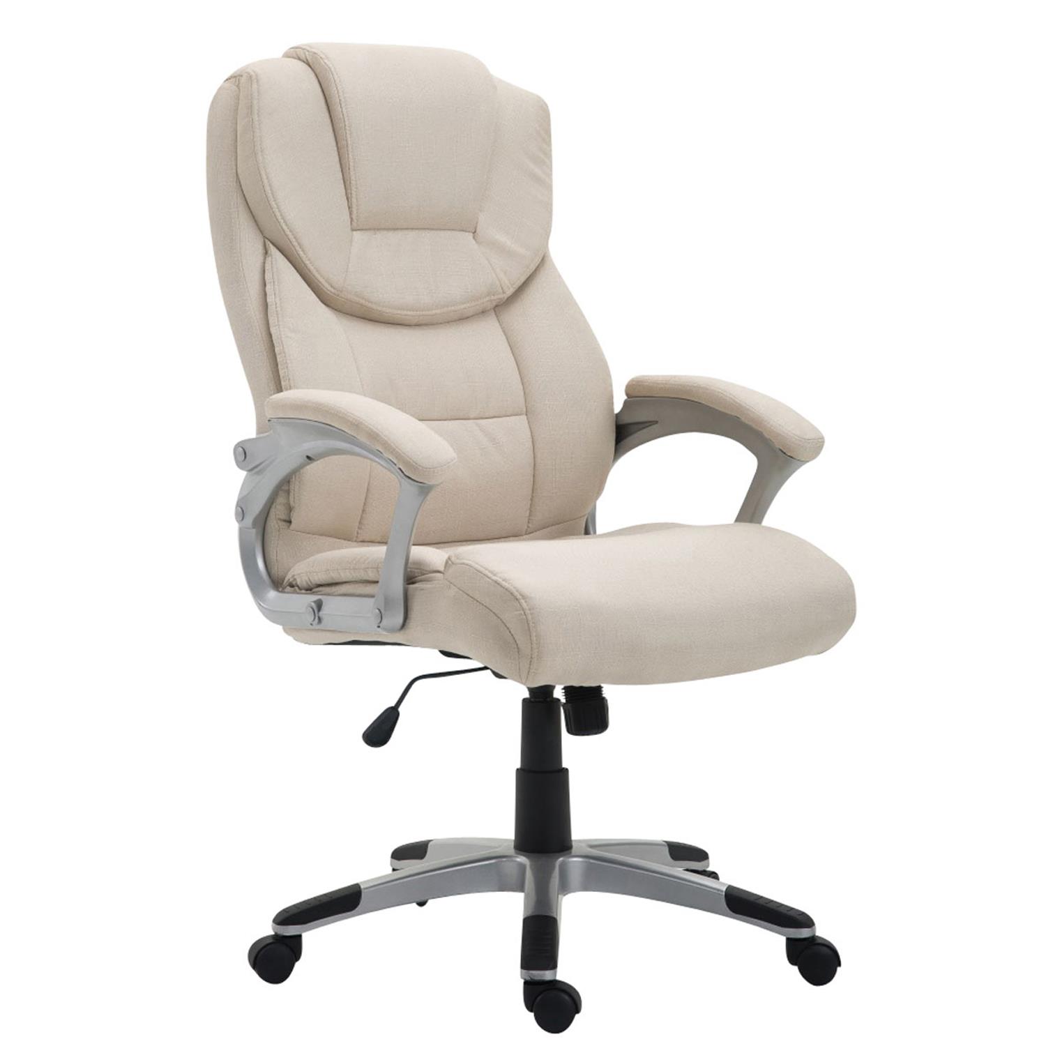 Fauteuil de bureau KANSAS TISSU, spécialement adapté pour personnes fortes,  jusqu'à 150kg, Crème 