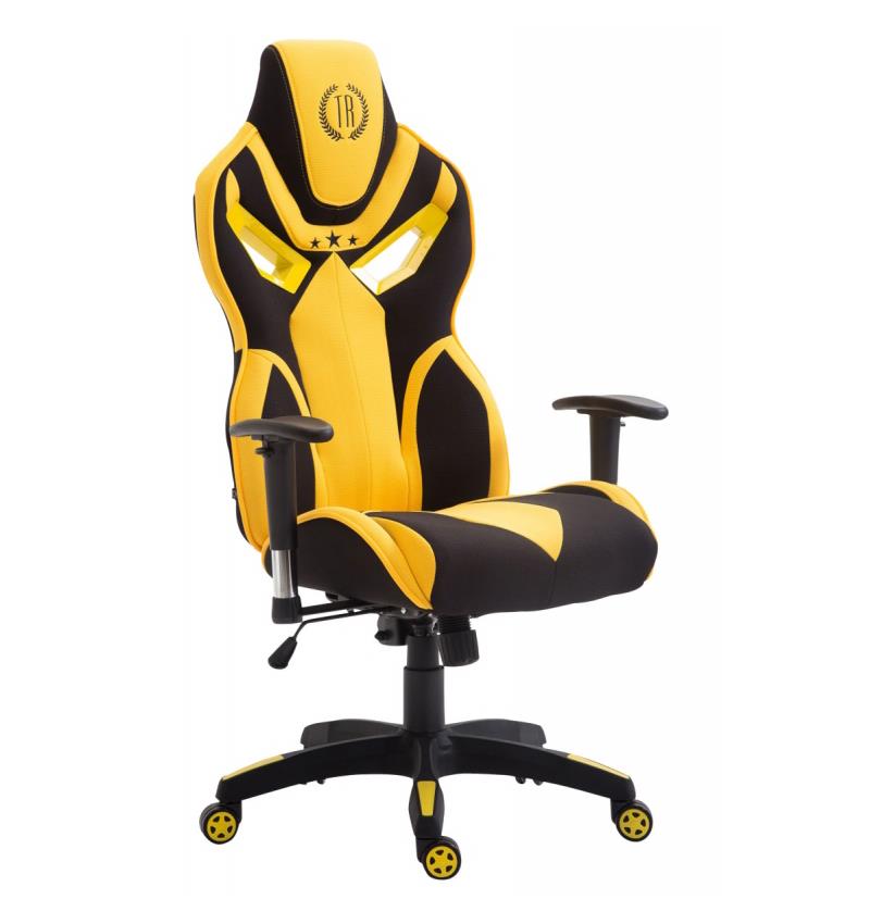 Chaise de bureau HAMIL, design ergonomique, en tissu, Noir / jaune