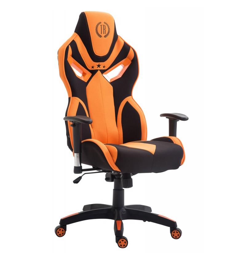 Chaise de bureau HAMIL, design ergonomique, en tissu, Noir /orange