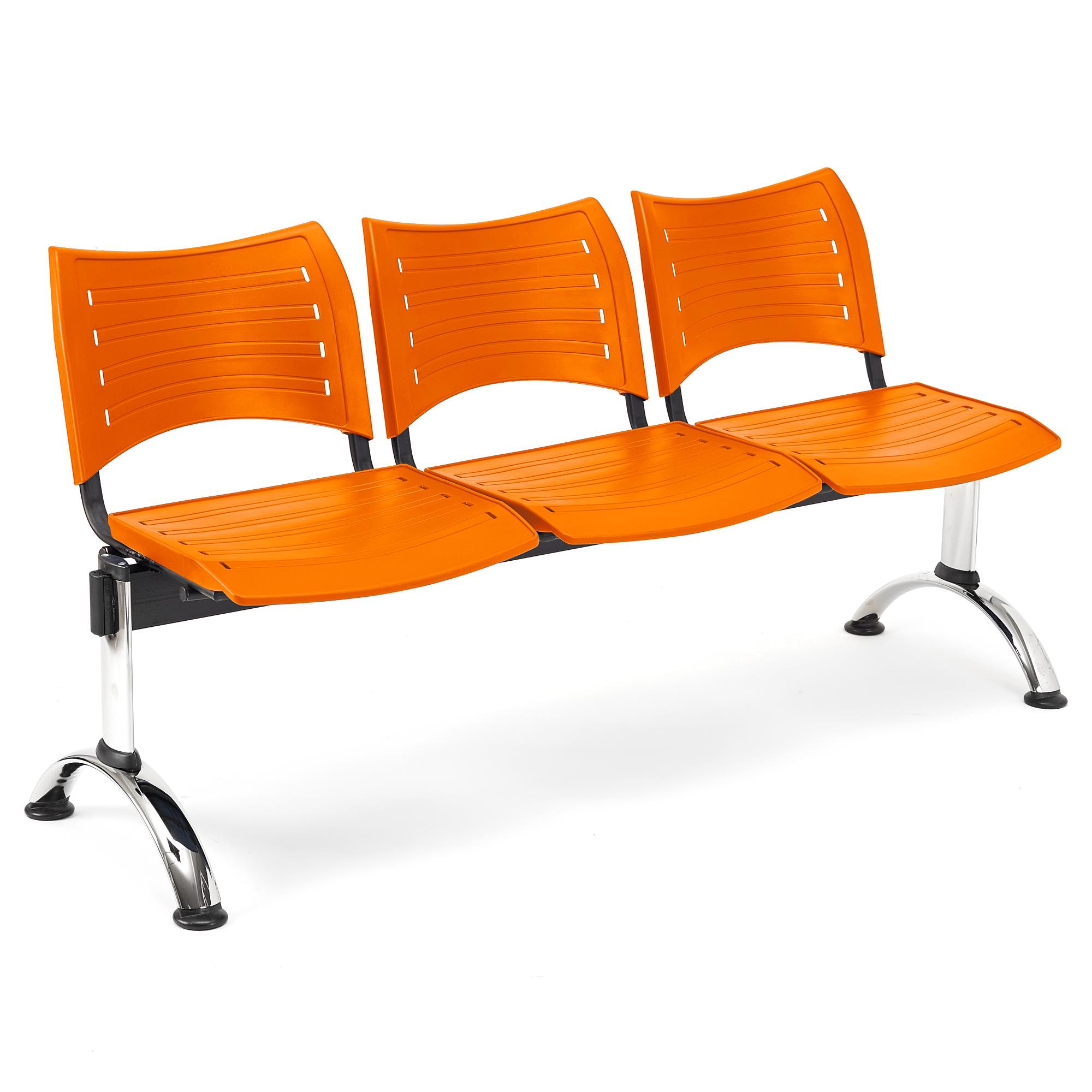 Banc salle d'attente 3 sièges ELVA, Structure en Métal, Plastique Orange