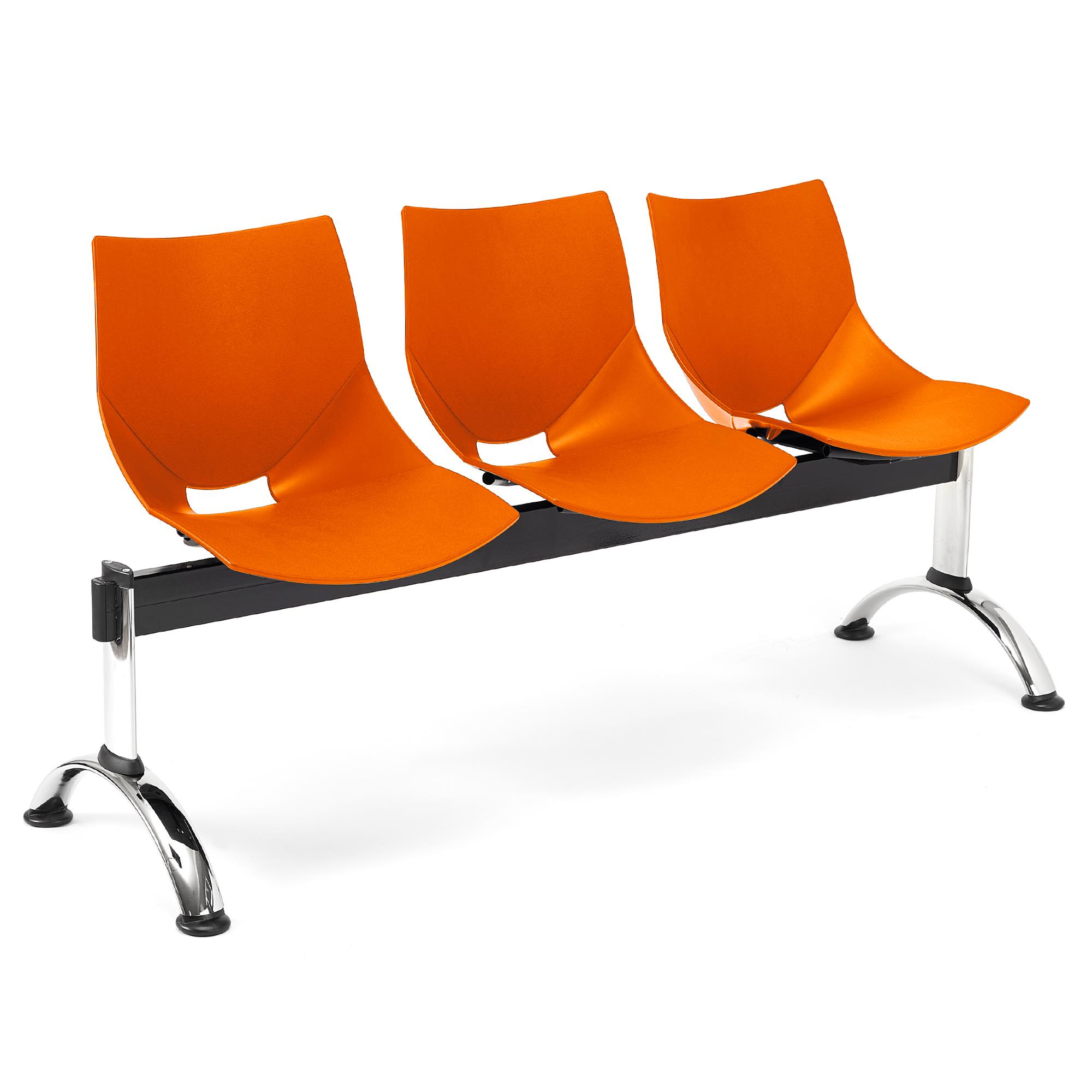 Banc salle d'attente 3 sièges AMIR,  Structure en Métal, Plastique Orange