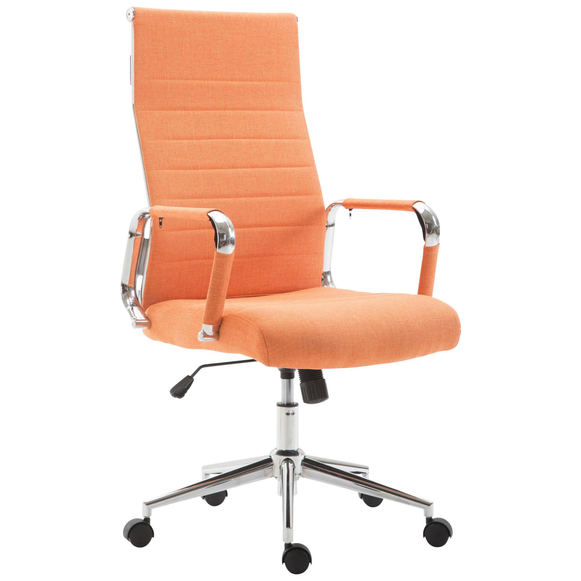 Chaise de bureau KOLMU TISSU, Piétement métallique, Design avec des coutures élégantes, Orange