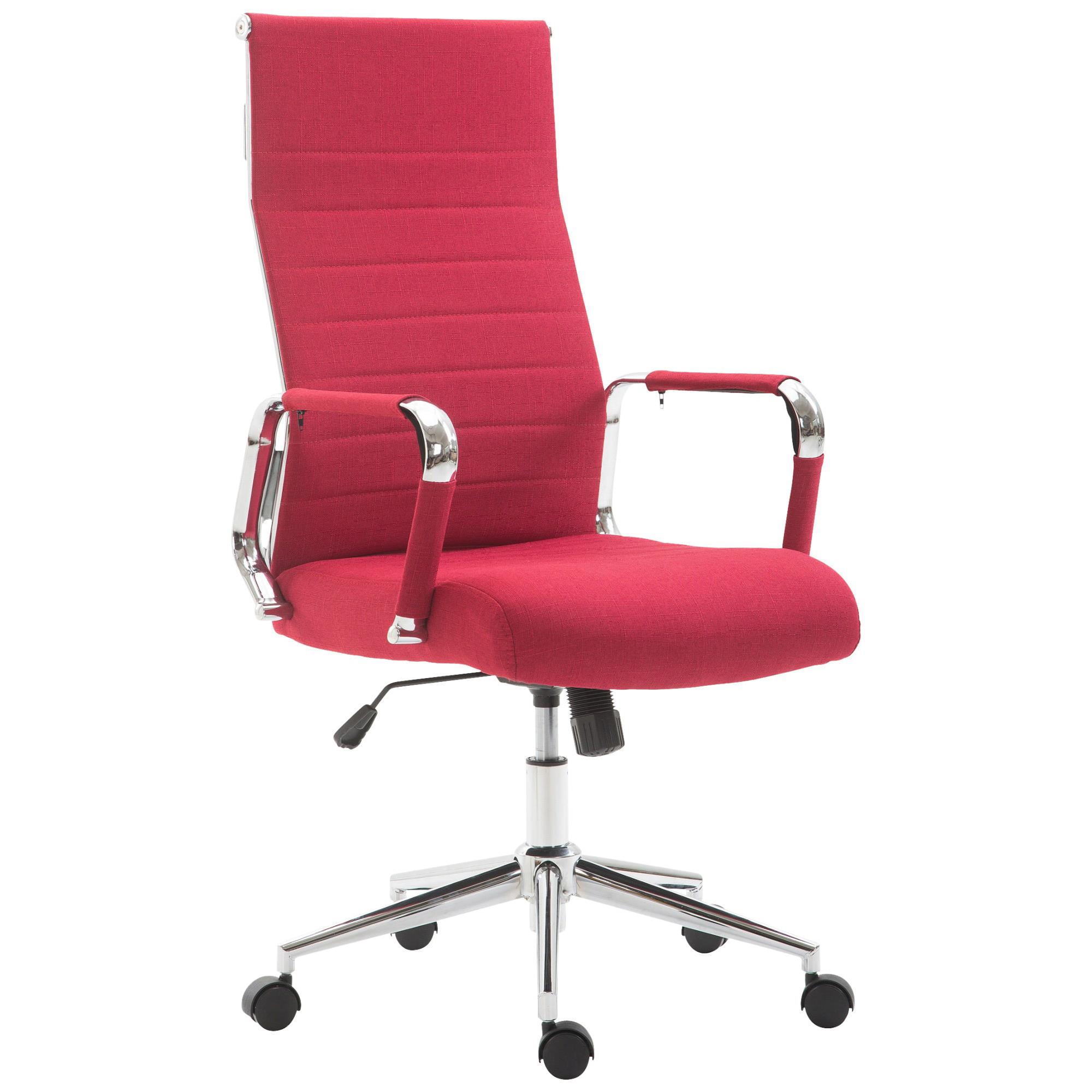 Chaise de bureau KOLMU TISSU, Piétement métallique, Design avec des coutures élégantes, Rouge