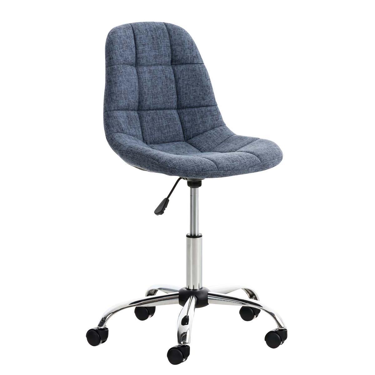Chaise de bureau EMILY, Structure métallique, Design exclusif, revêtement Tissu, Bleu