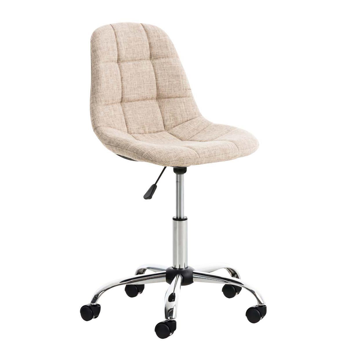 Chaise de bureau EMILY, Structure métallique, Design exclusif, revêtement Tissu, Crème