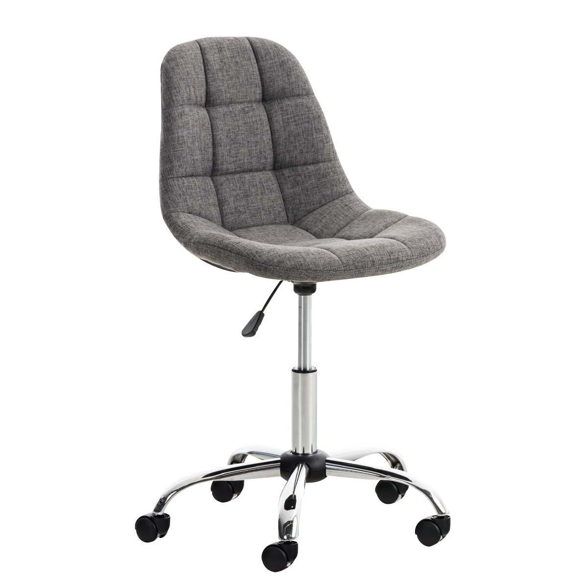 Chaise de bureau EMILY, Structure métallique, Design exclusif, revêtement Tissu, Gris clair