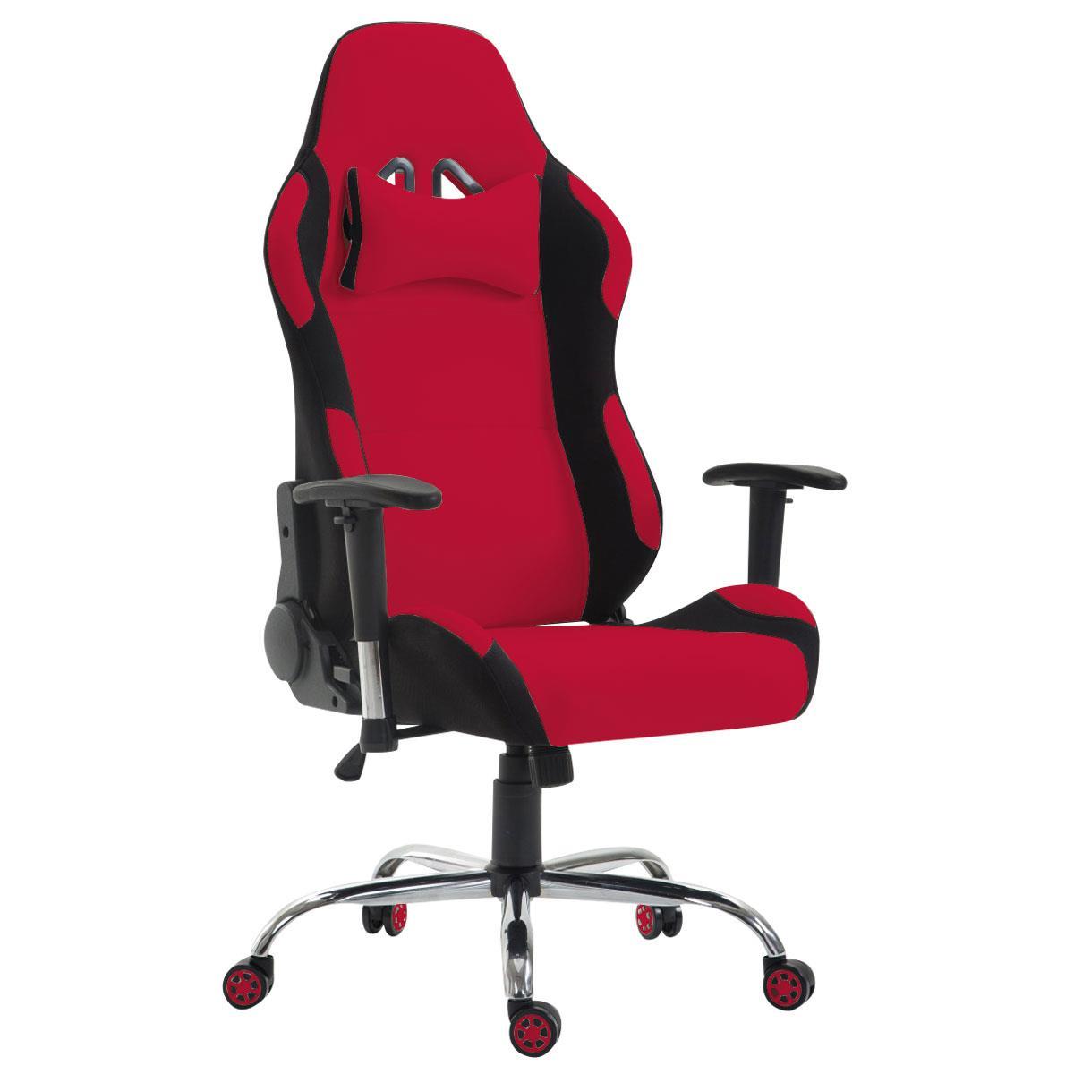 Fauteuil Gamer ROBY TISSU, Design Sportif et Grand Confort, Rouge