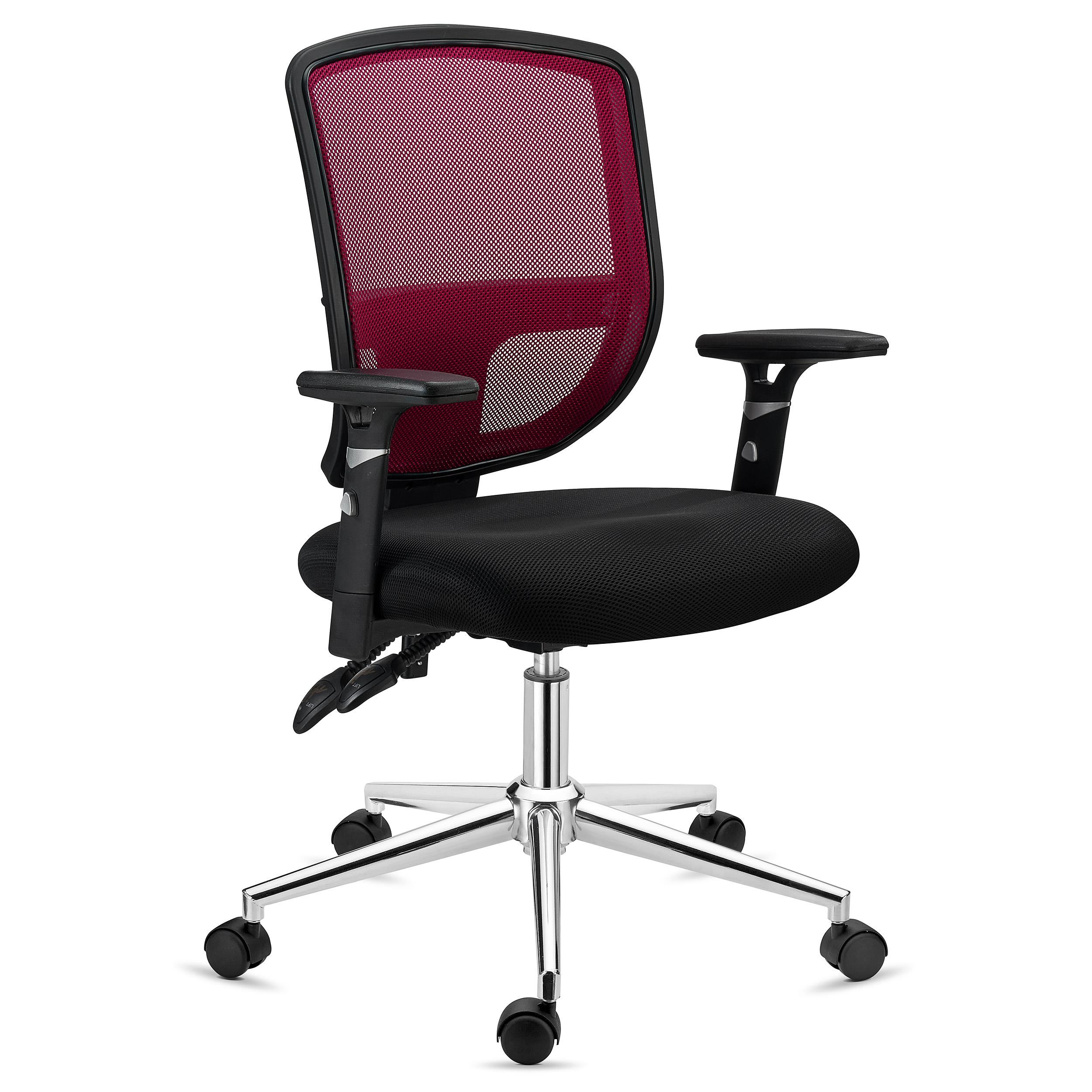 Chaise de bureau DINAMIC, Utilisation 8H, Dossier Ajustable, Confortable et Robuste, Rouge