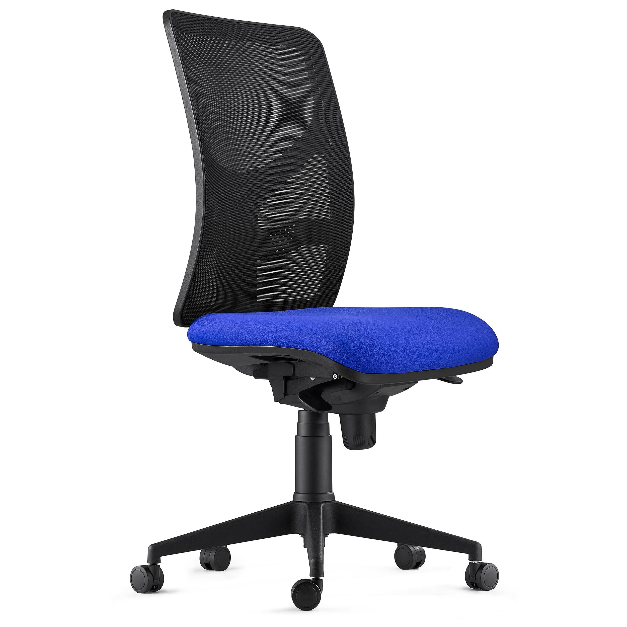Chaise de bureau MILO, Sans Accoudoirs, Support Lombaire, en Tissu, Bleu