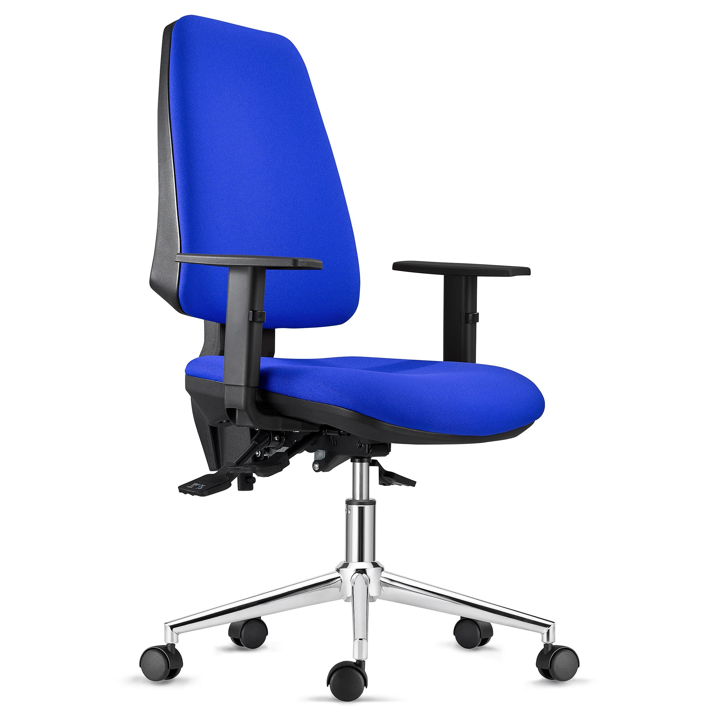 Chaise de bureau Ergonomique INDIANA, Piétement Métallique, Tissu Bleu