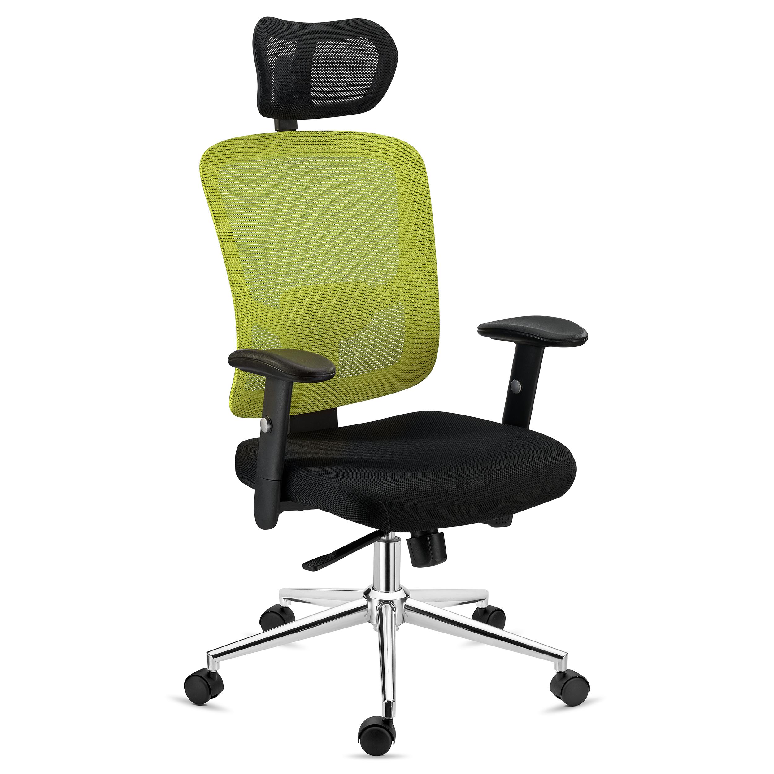 Chaise ergonomique MARKO, Appui-tête, Support Lombaire, Mécanisme Synchrone, Vert