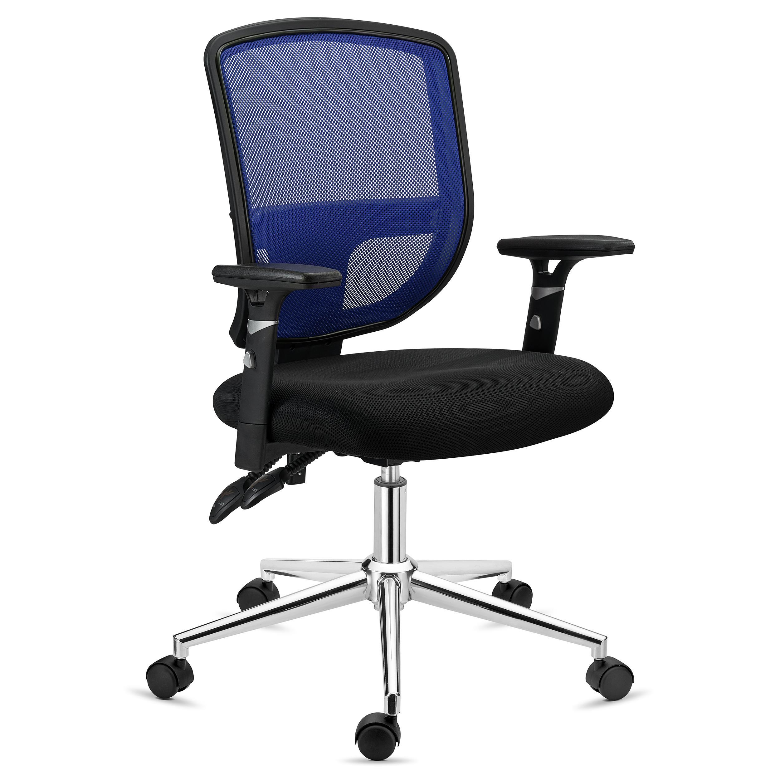 Chaise de bureau DINAMIC, Utilisation 8H, Dossier Ajustable, Confortable et Robuste, Bleu