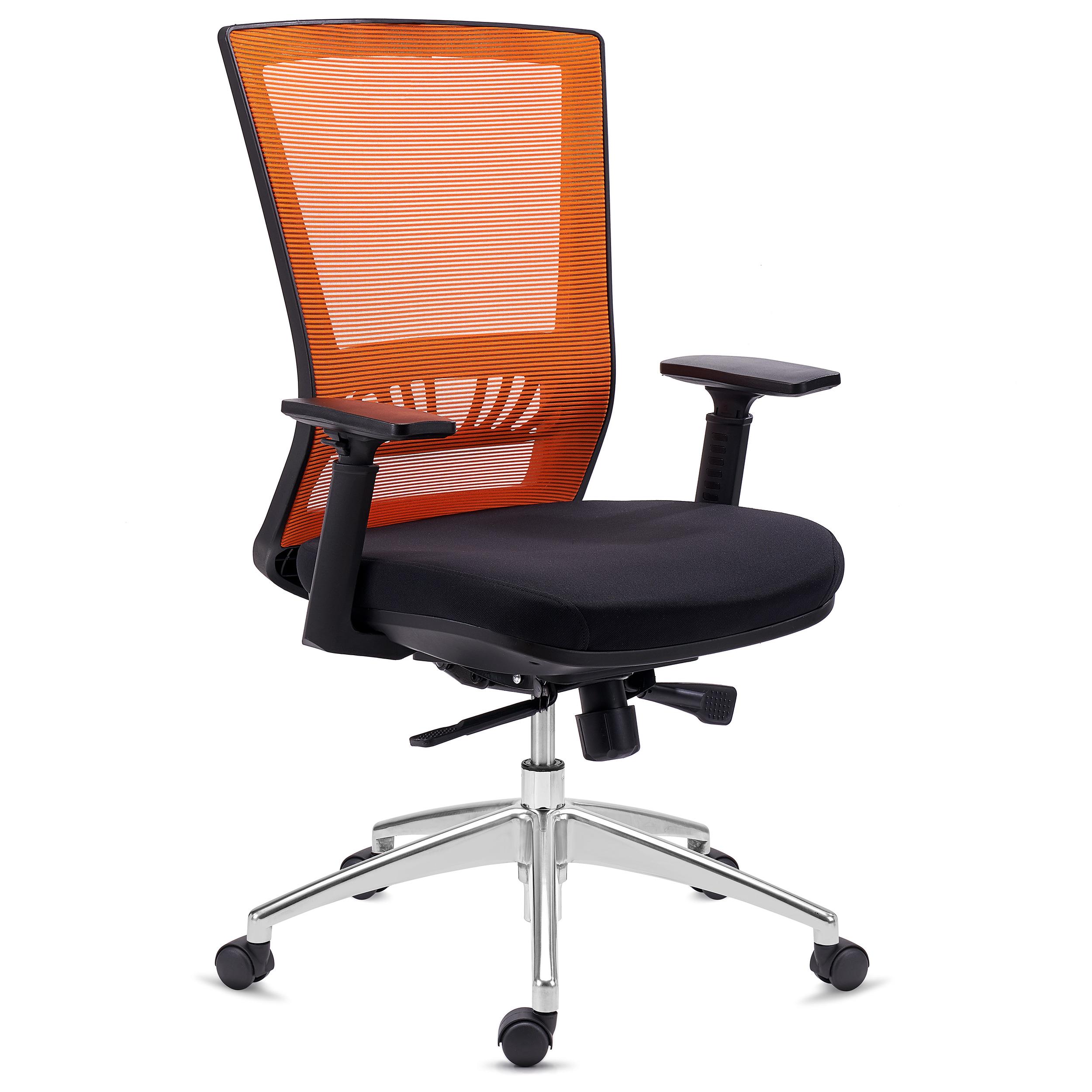 Chaise de Bureau MAGNUM, Utilisation 8 Heures, Piétement en Aluminium, Support Lombaire, Orange
