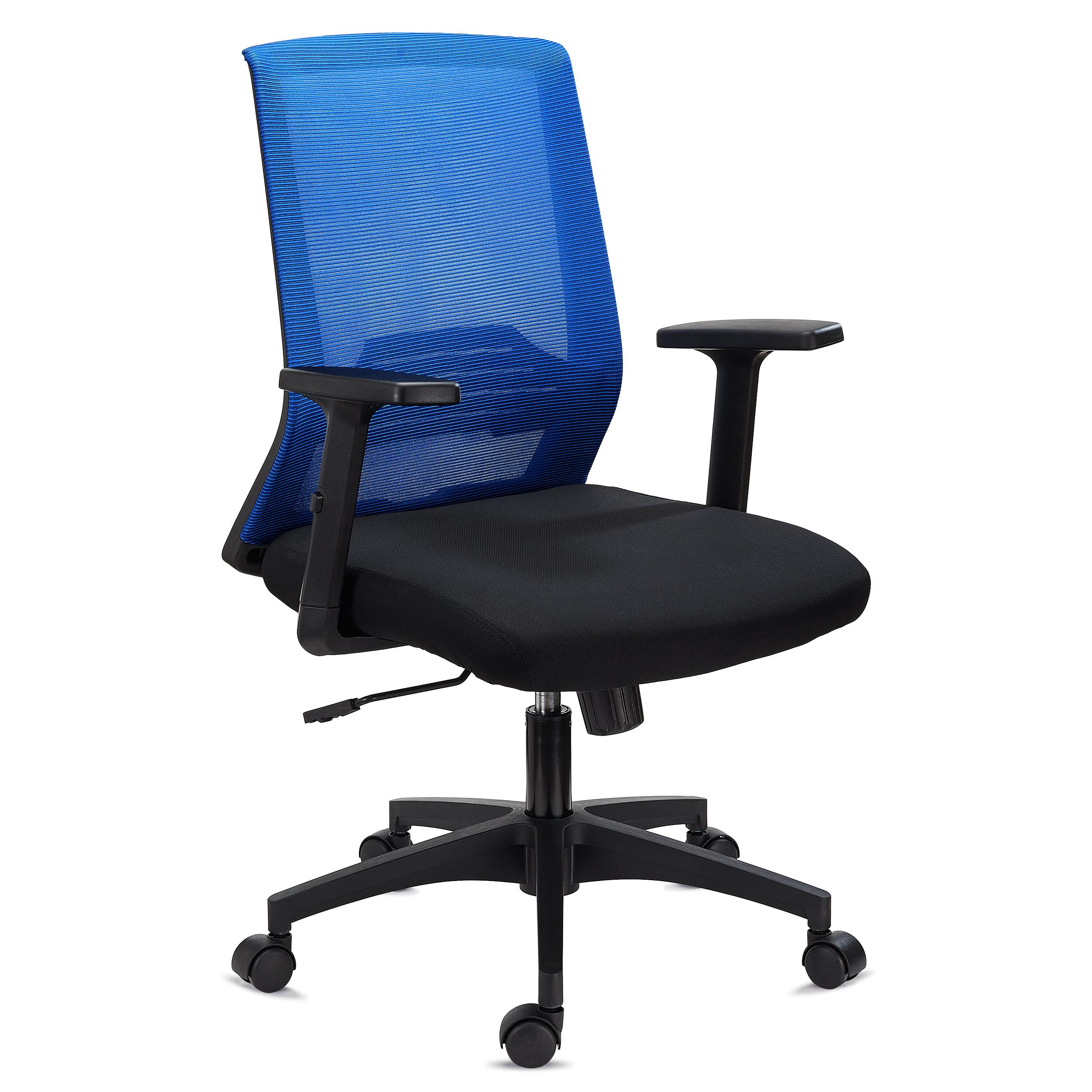 Chaise de Bureau MIAMI, Support Lombaire, Accoudoirs Ajustables, Confortable et Robuste, Bleu