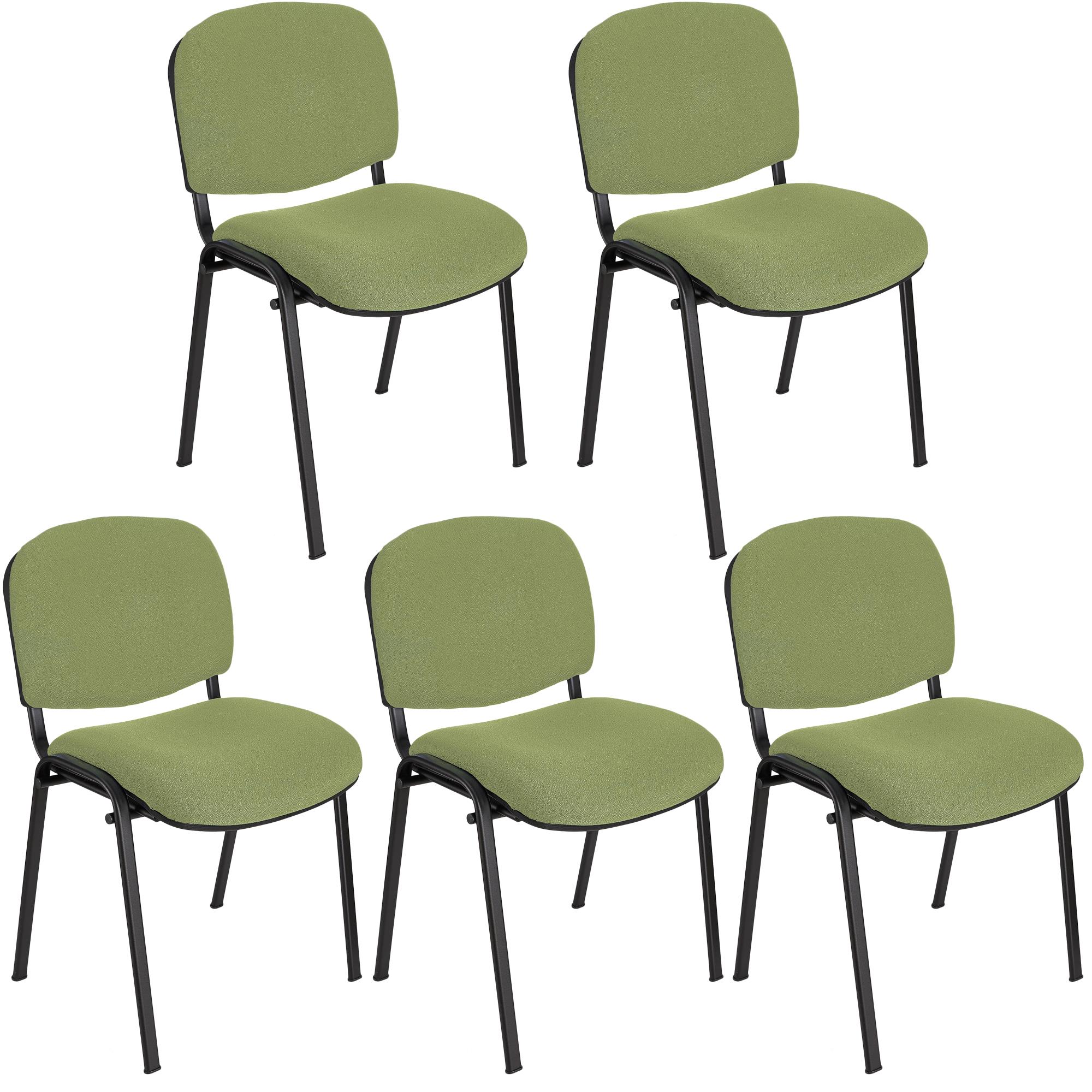 Lot de 5 chaises visiteur MOBY BASE, Commode et Pratique, Prix Incroyable, Vert Olive et Piétement Noir