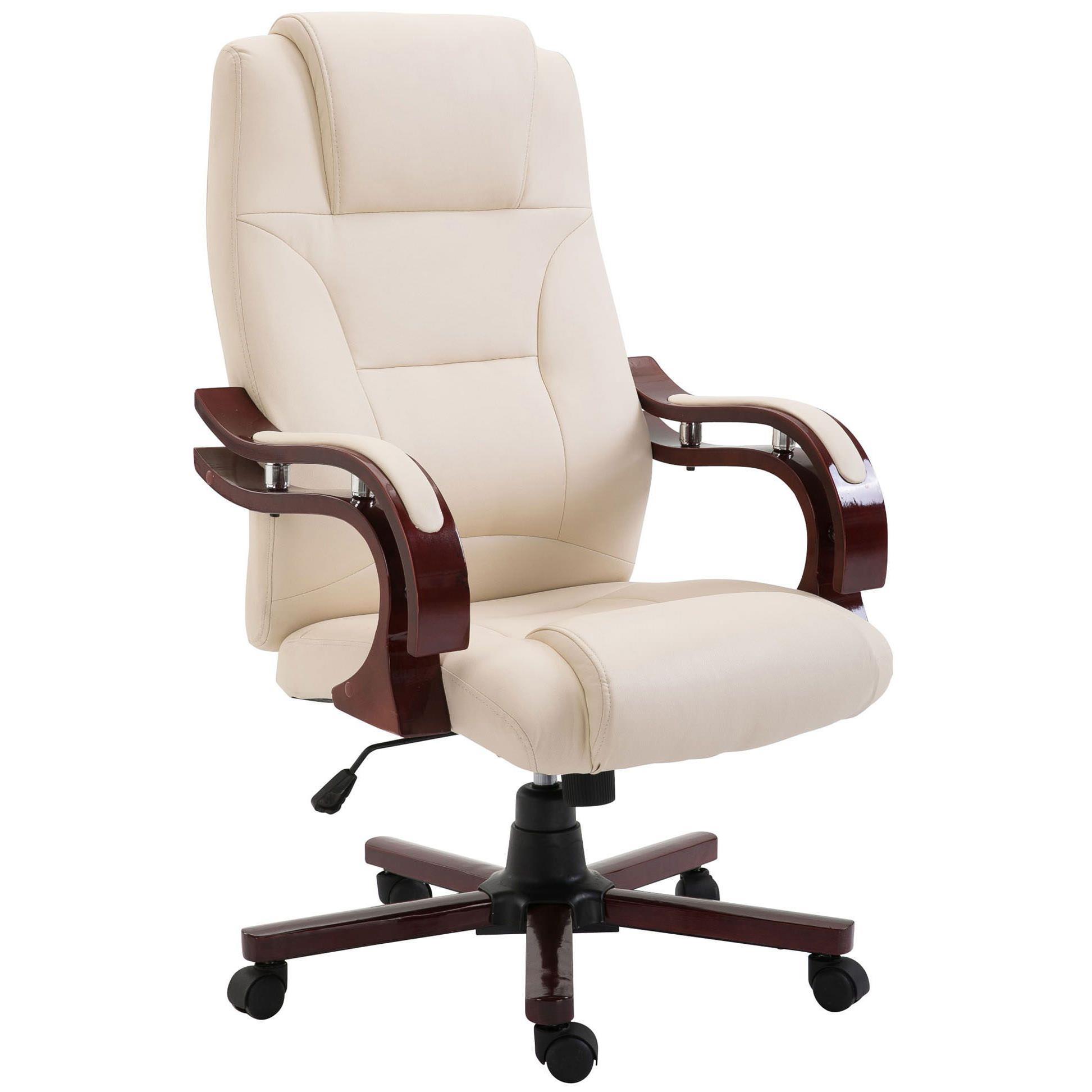 Fauteuil de bureau LIVERPOOL, grand rembourrage et bois massif, en