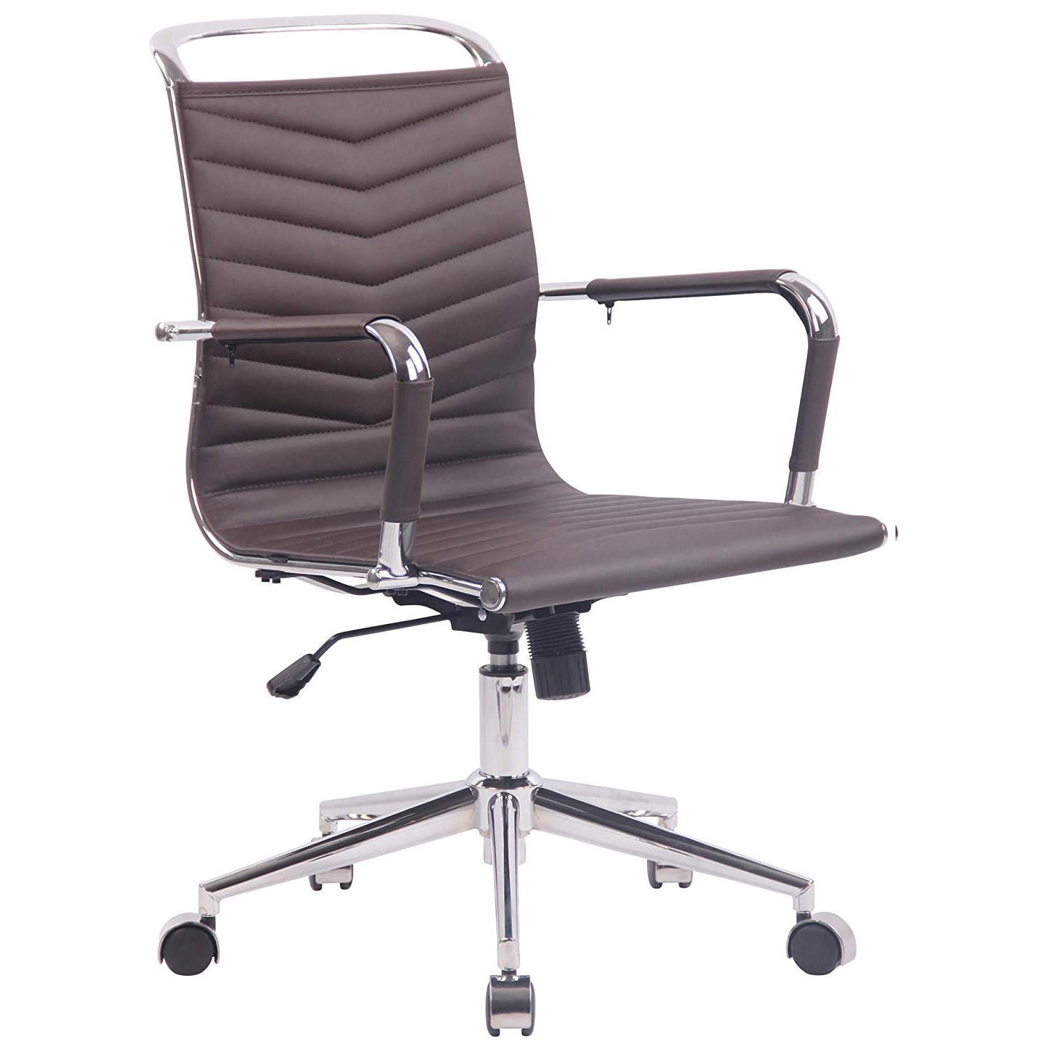 Chaise de Bureau SIGRID, en Cuir Marron Foncé - Chaisepro.fr