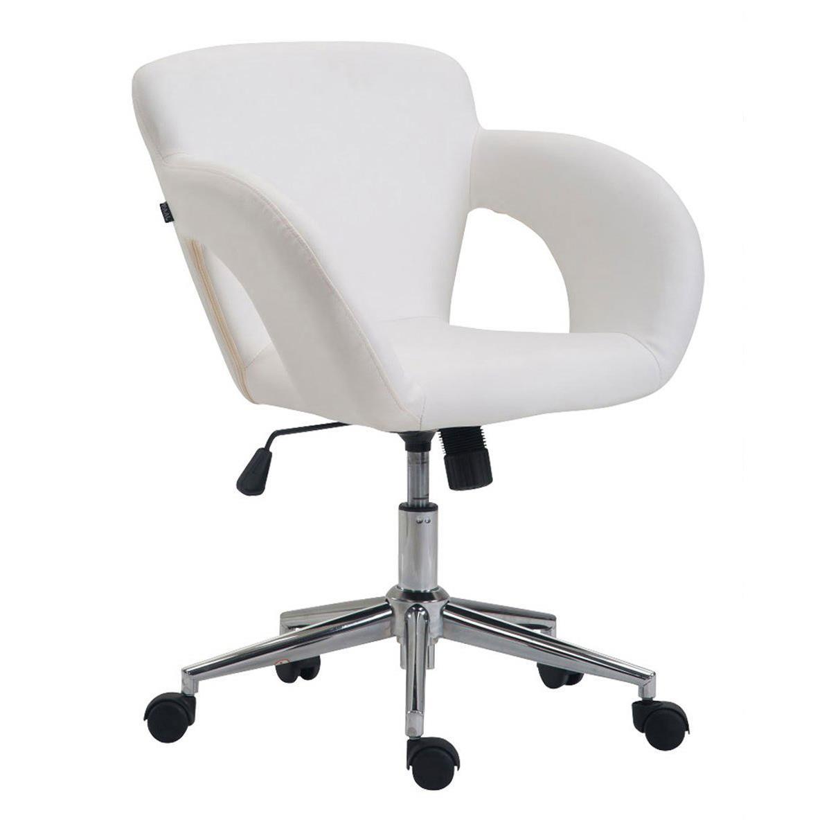 Chaise de Bureau ALVA, en Cuir, couleur Blanc  Chaisepro.fr