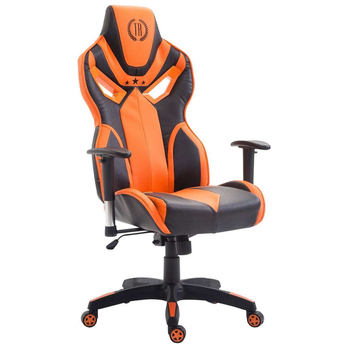 Chaise de Bureau HAMIL CUIR, Design Ergonomique, couleur Noir et Orange