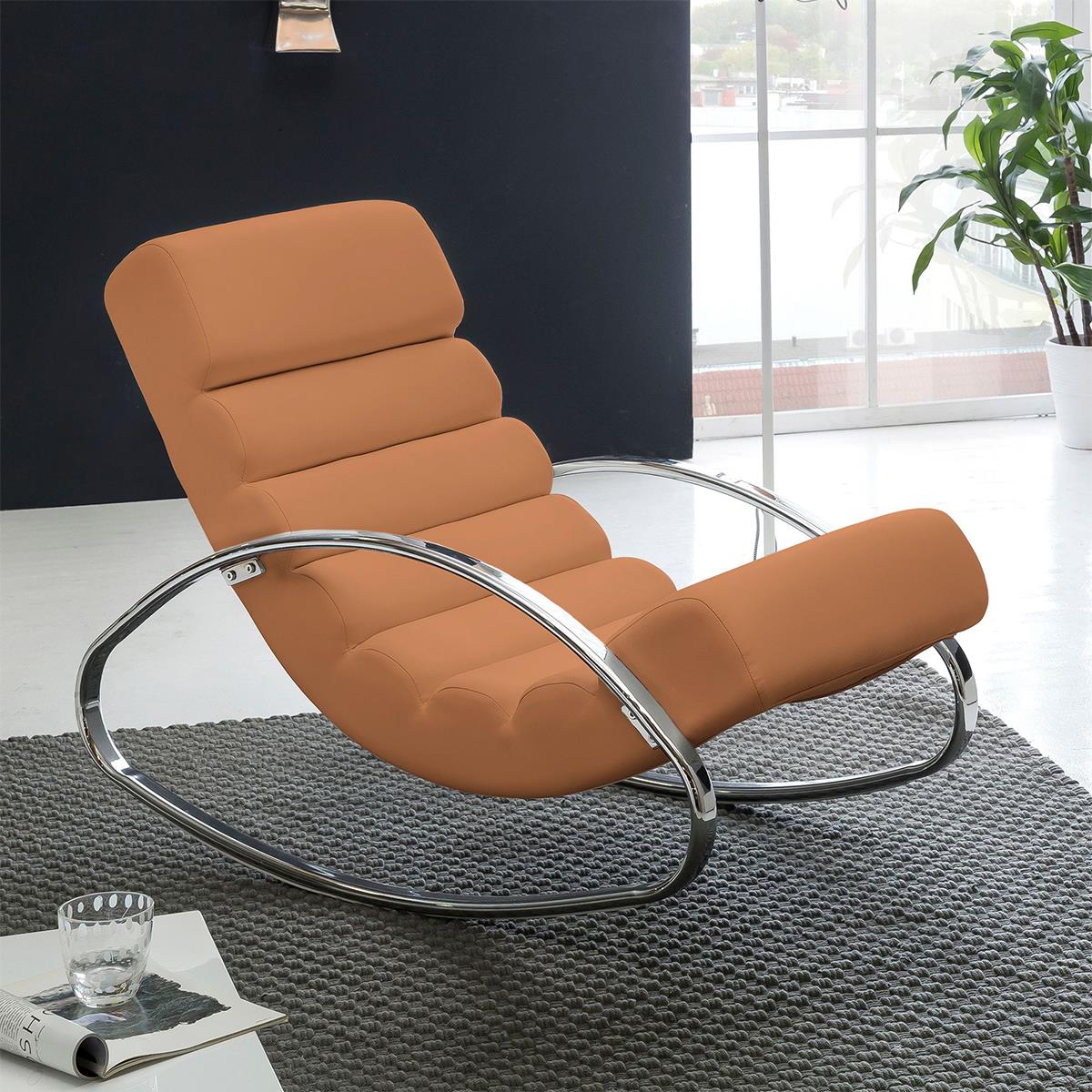 Fauteuil Relax MARTINA, design exclusif, en cuir, marron  Chaisepro.fr