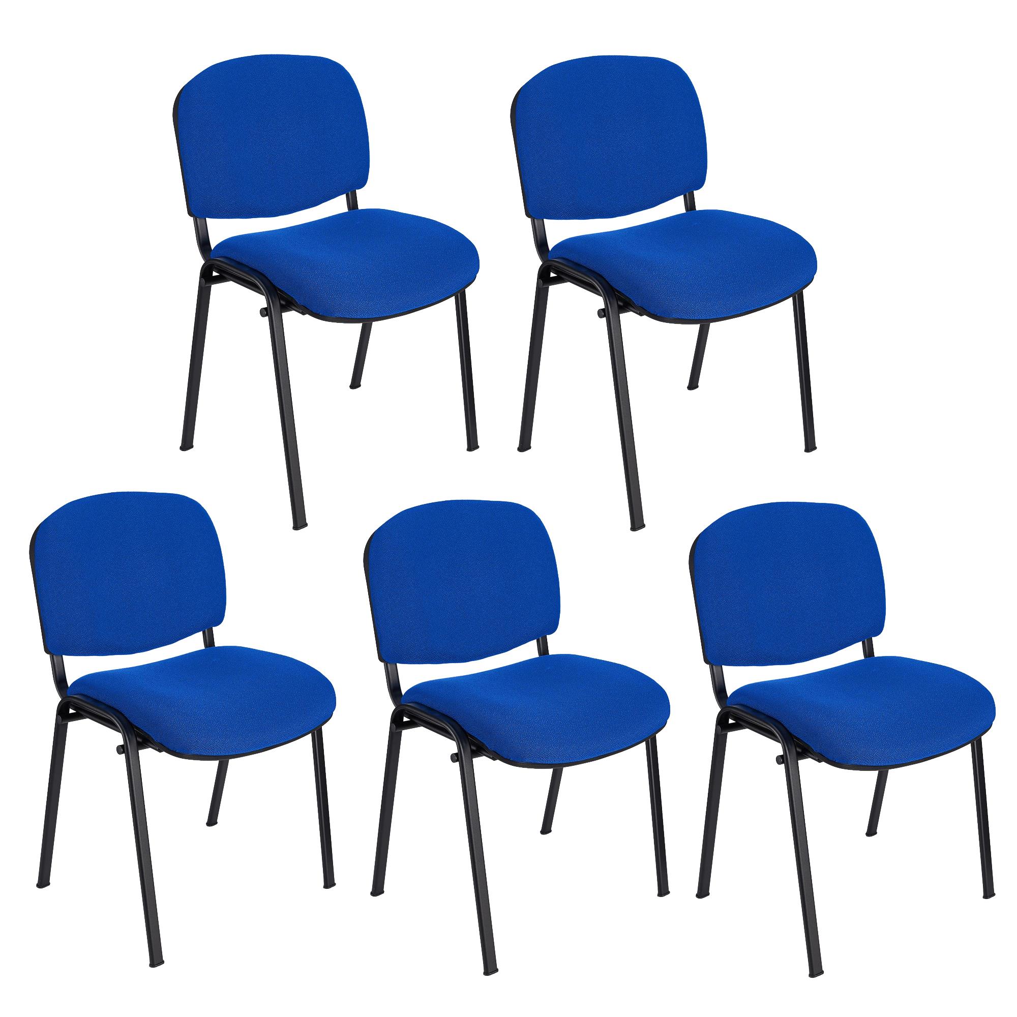 Lot de 5 chaises visiteur MOBY BASE, Commode et Pratique, Prix Incroyable,  Bleu et Piétement Noir