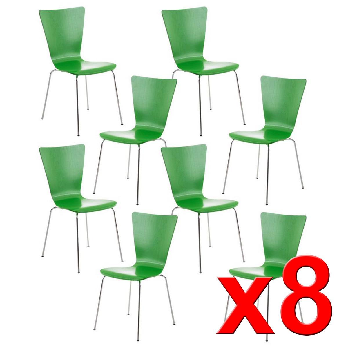Lot de 8 Chaises visiteur LYON, Empilables, en Bois, Vert  Chaisepro.fr