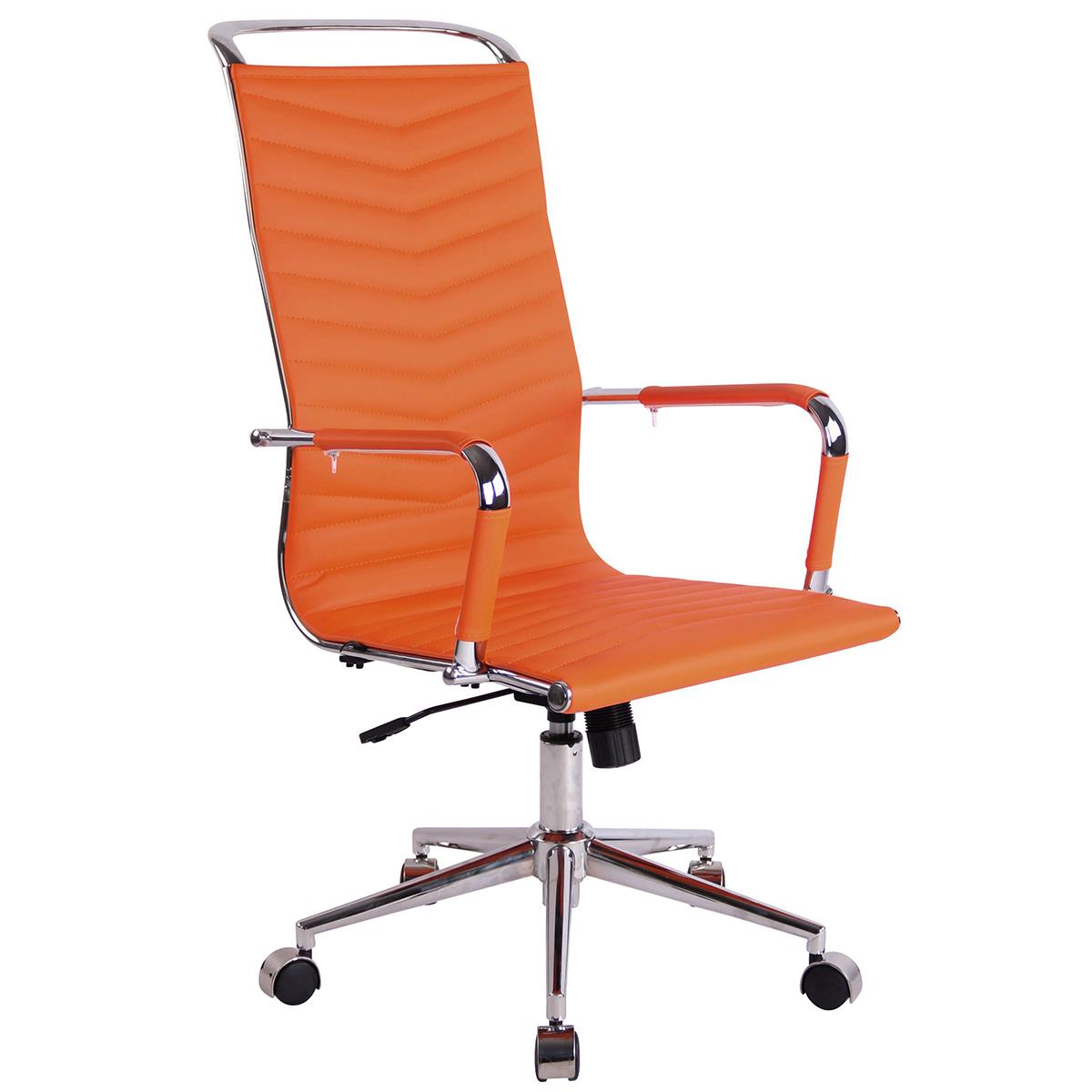 Chaise de Bureau SIGRID, Design Élégant, Dossier Haut, en Cuir Orange