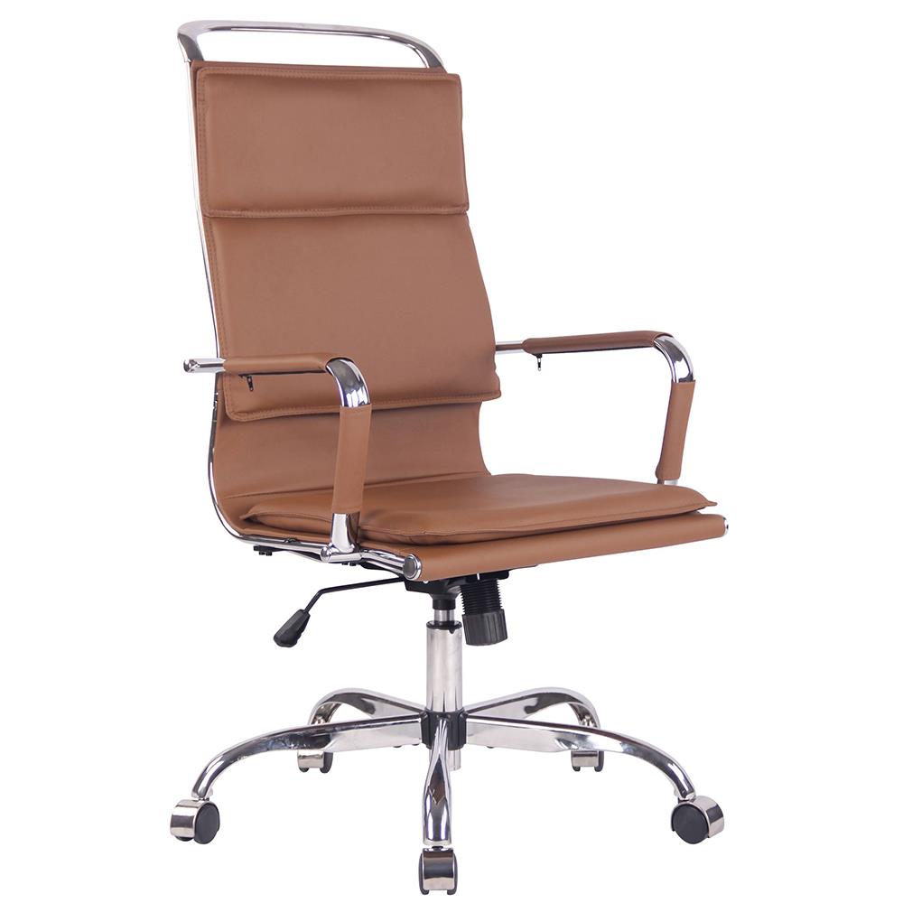 Chaise de Bureau QUEBEC, Design Moderne, Grand Confort, en Cuir Marron