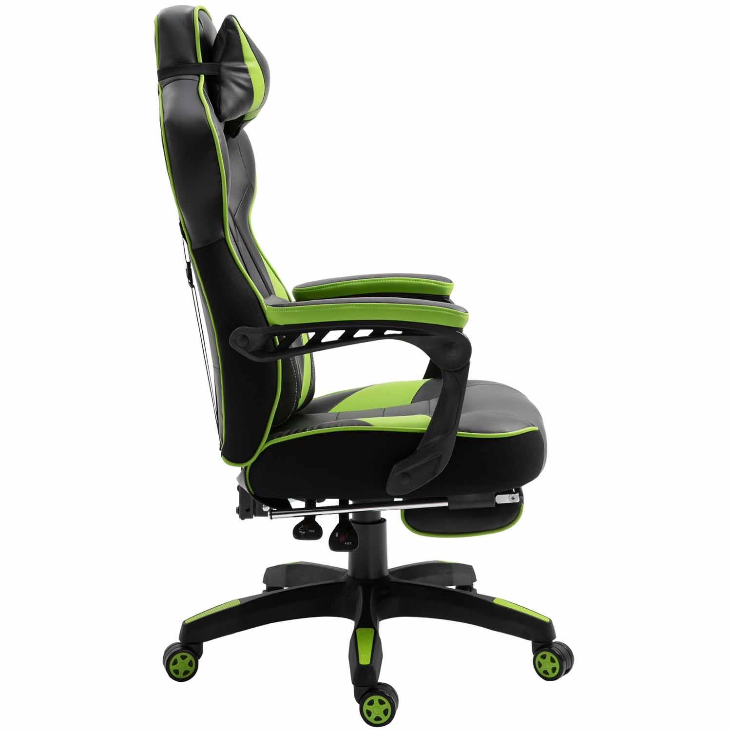 Chaise de bureau GAMING revêtement synthétique noir et vert