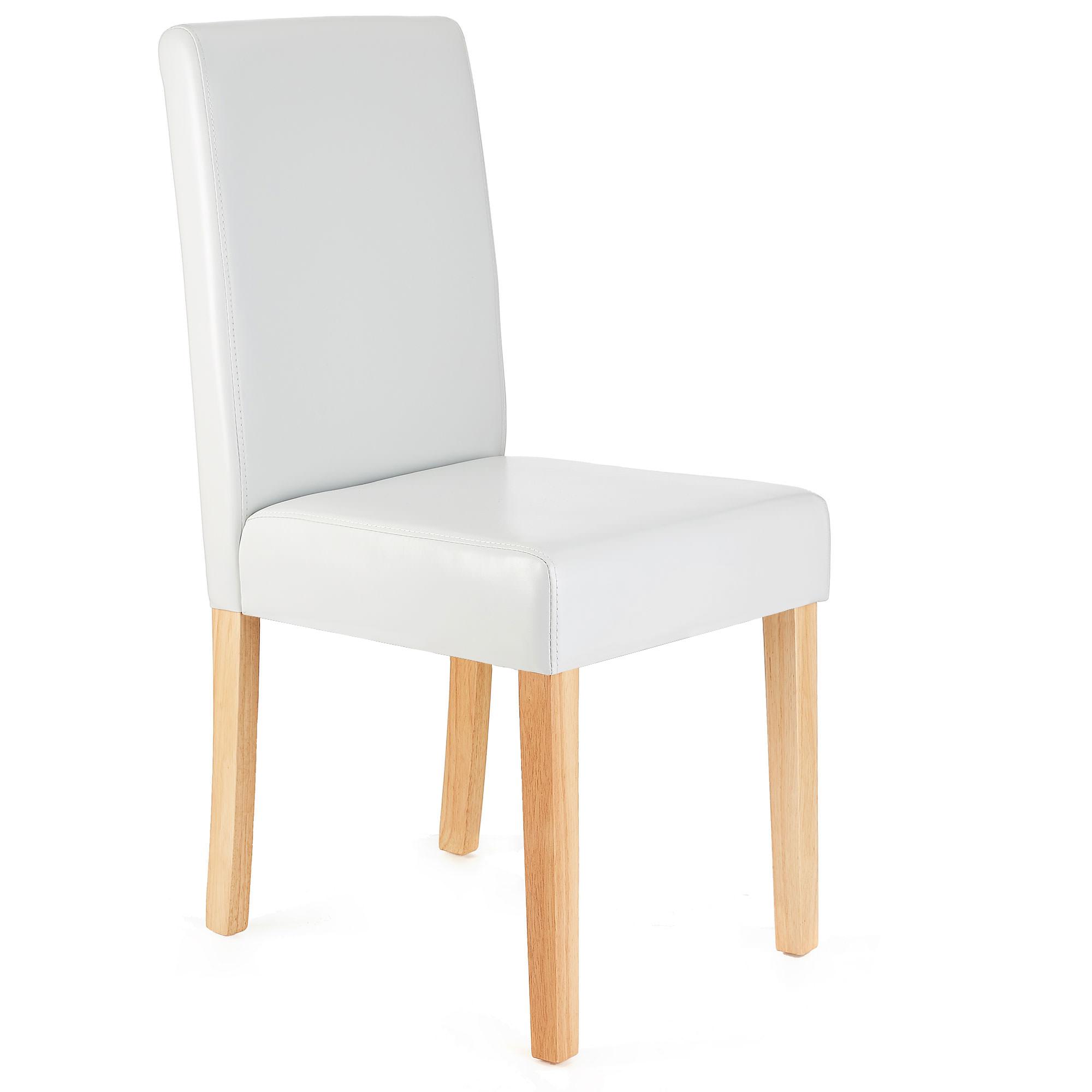 Lot de 4 chaises de salle à manger LITAU, en cuir blanc, pieds