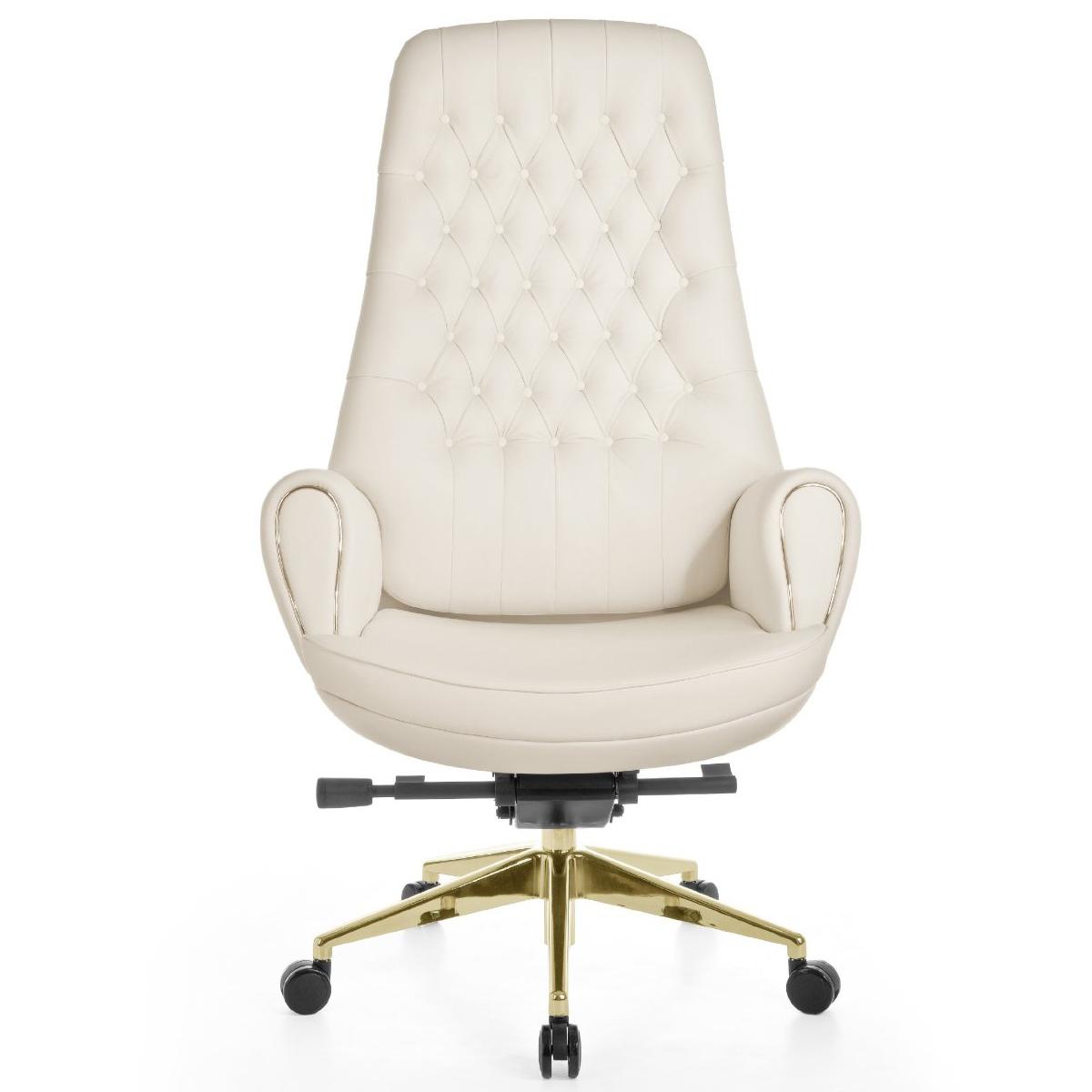 Fauteuil CERVIN, fabriqué artisanalement, design exclusif avec un grand  rembourrage, revêtement en cuir authentique, blanc 