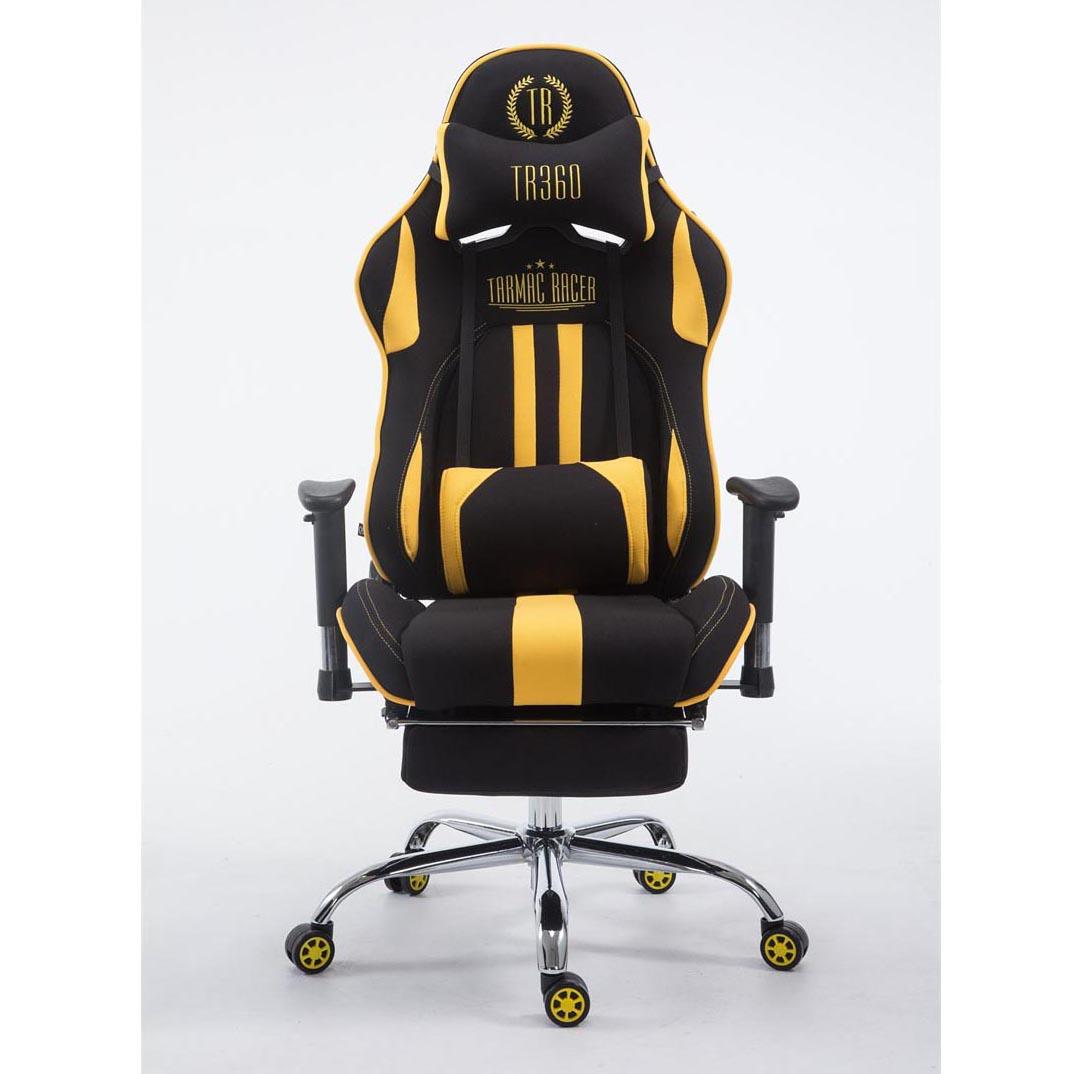 Fauteuil de bureau Gamer LOGAN avec Repose-pieds, Inclinable, Coussins  Inclus, Noir/Jaune 