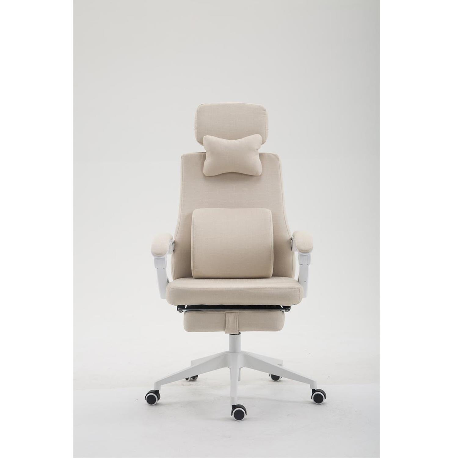 Fauteuil de bureau ADRIEN, Repose-pieds Extensible, Crème