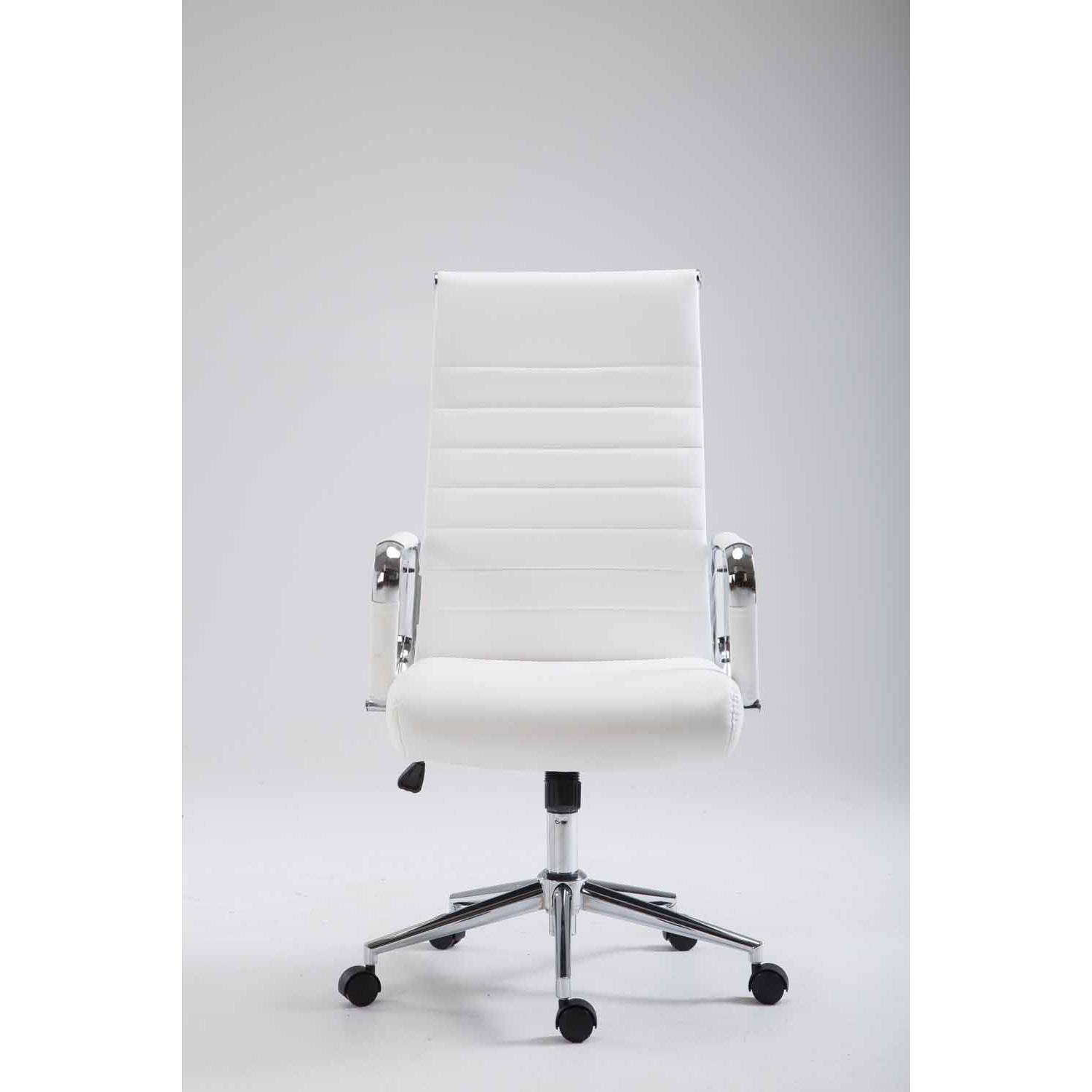 Chaise de bureau KOLMU, Piétement métallique, cuir , blanc 