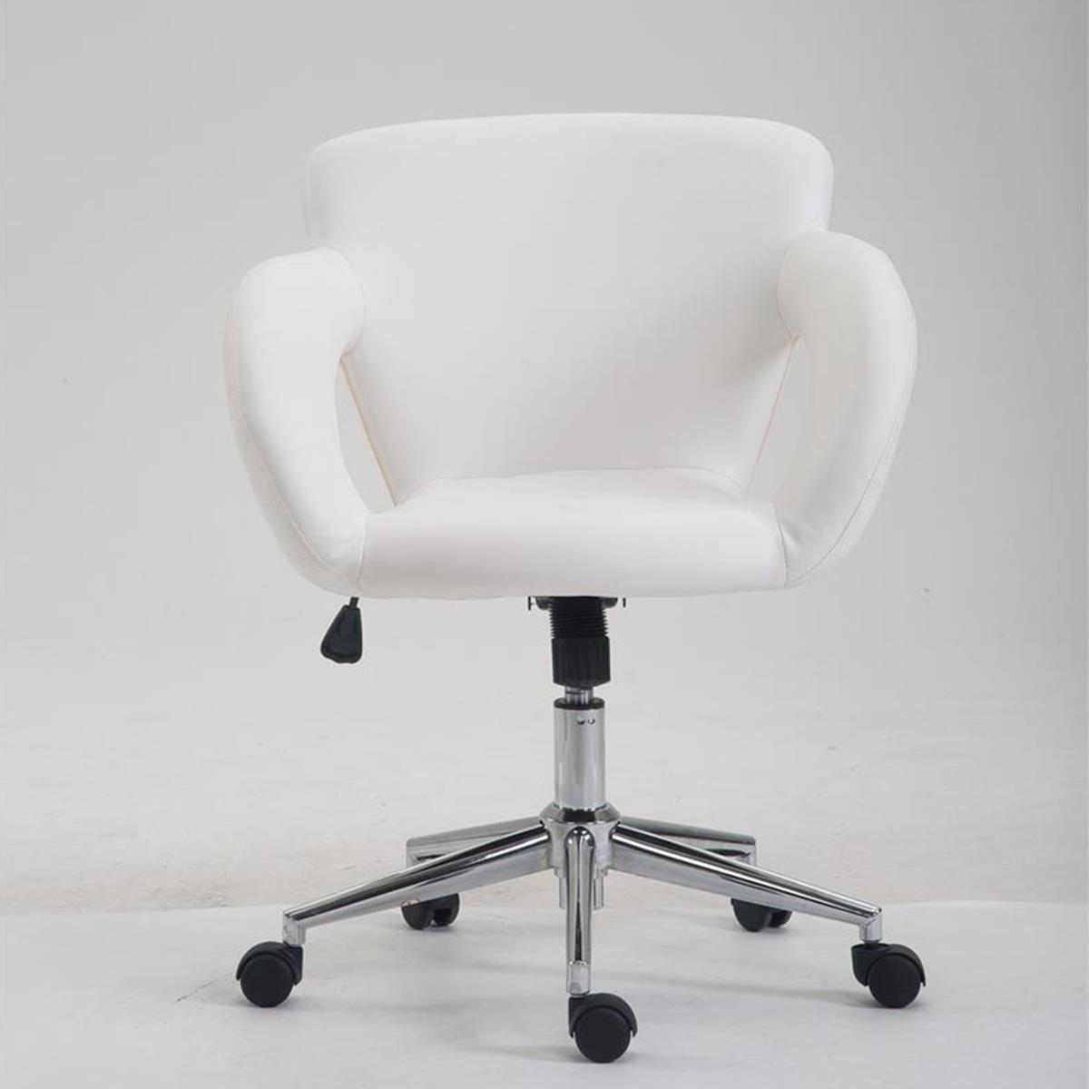 Chaise de Bureau ALVA, en Cuir, couleur Blanc  Chaisepro.fr