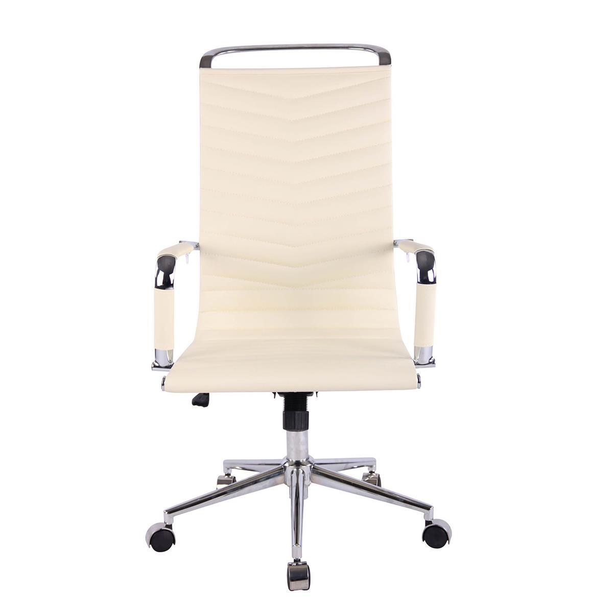 Chaise de Bureau SIGRID, Dossier Haut, en Cuir Crème chaisepro.fr