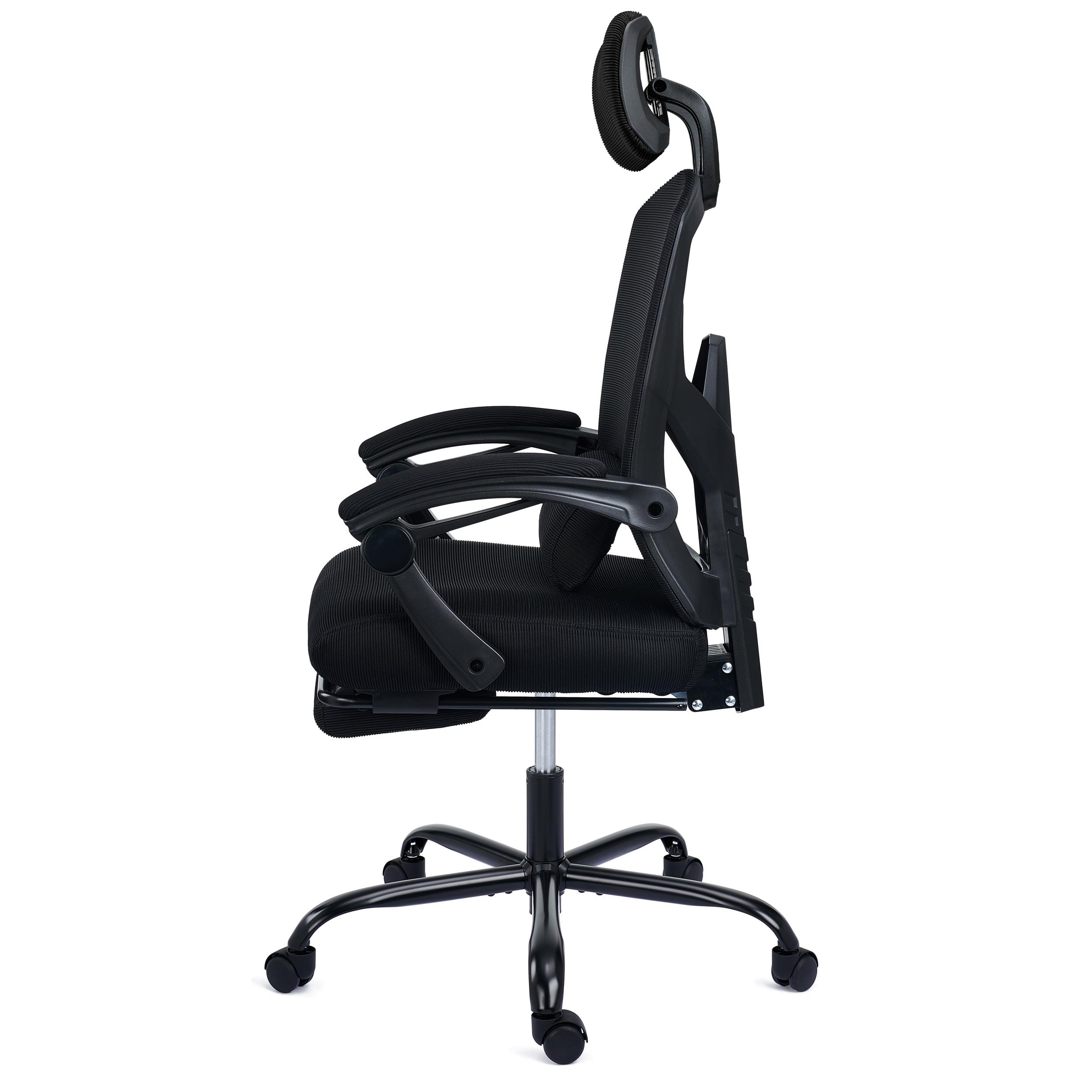 Chaise de bureau haute avec repose-pieds circulaire Ines - noir Moderne -  Songmics