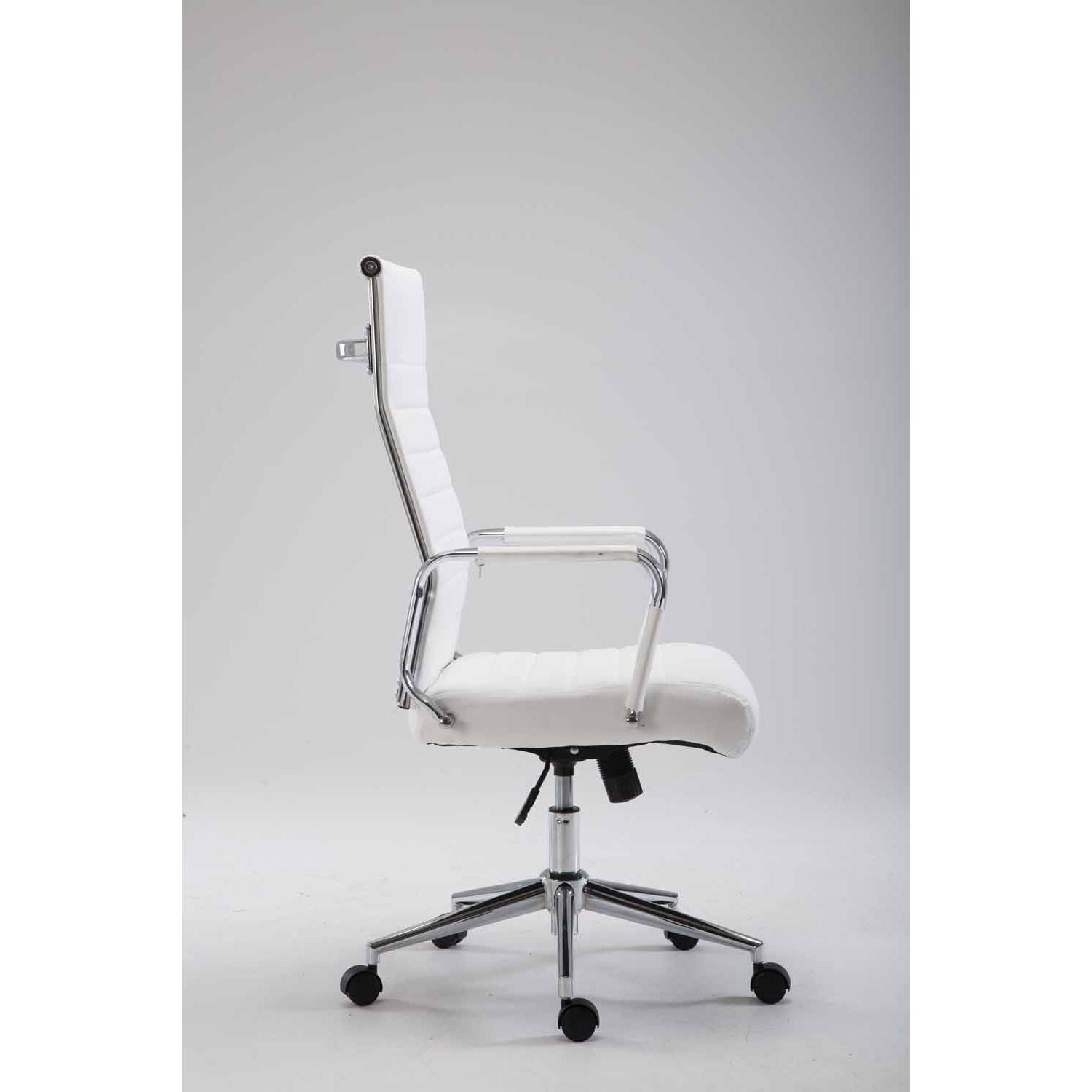 Chaise de bureau KOLMU, Piétement métallique, cuir , blanc 