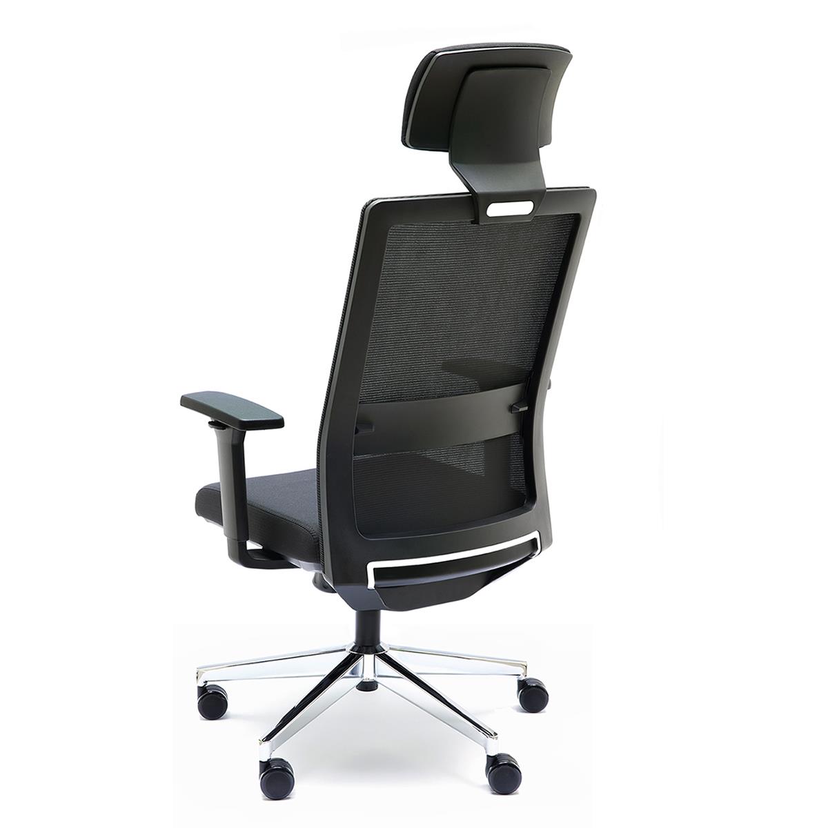Chaise de bureau ergonomique LAMBO PRO, appui-tête, support lombaire  ajustable, en maille respirante, noir 