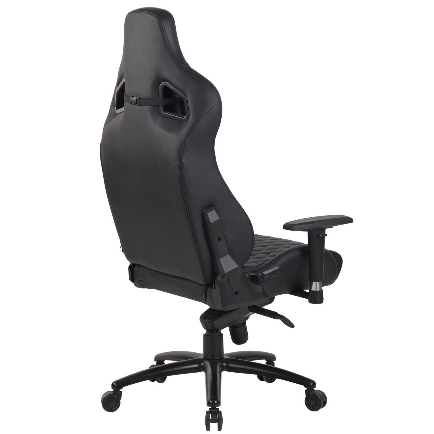 Fauteuil Gaming KAREN, Dossier Inclinable, avec Coussin Lombaire et  Cervical, en Cuir Authentique, Noir 