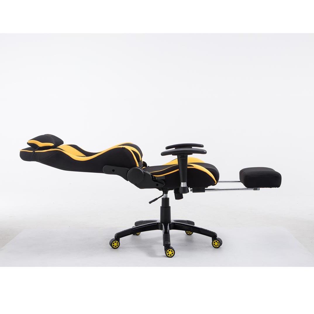 Fauteuil Gamer TURBO TISSU avec Repose-pieds, Inclinable, Coussins, Tissu,  Noir/jaune 