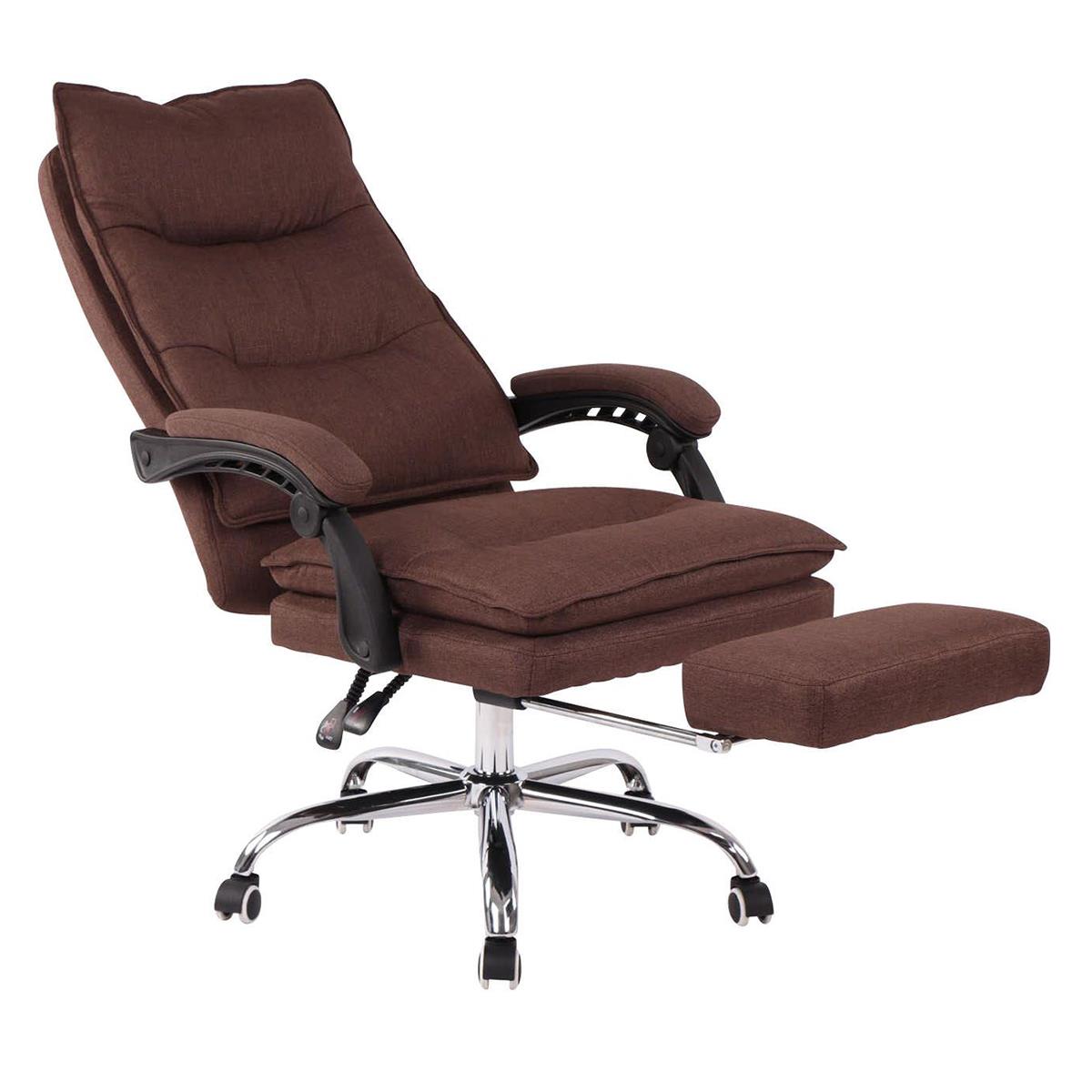 Fauteuil de bureau MARIUS TISSU, repose-pieds, confortable, marron 