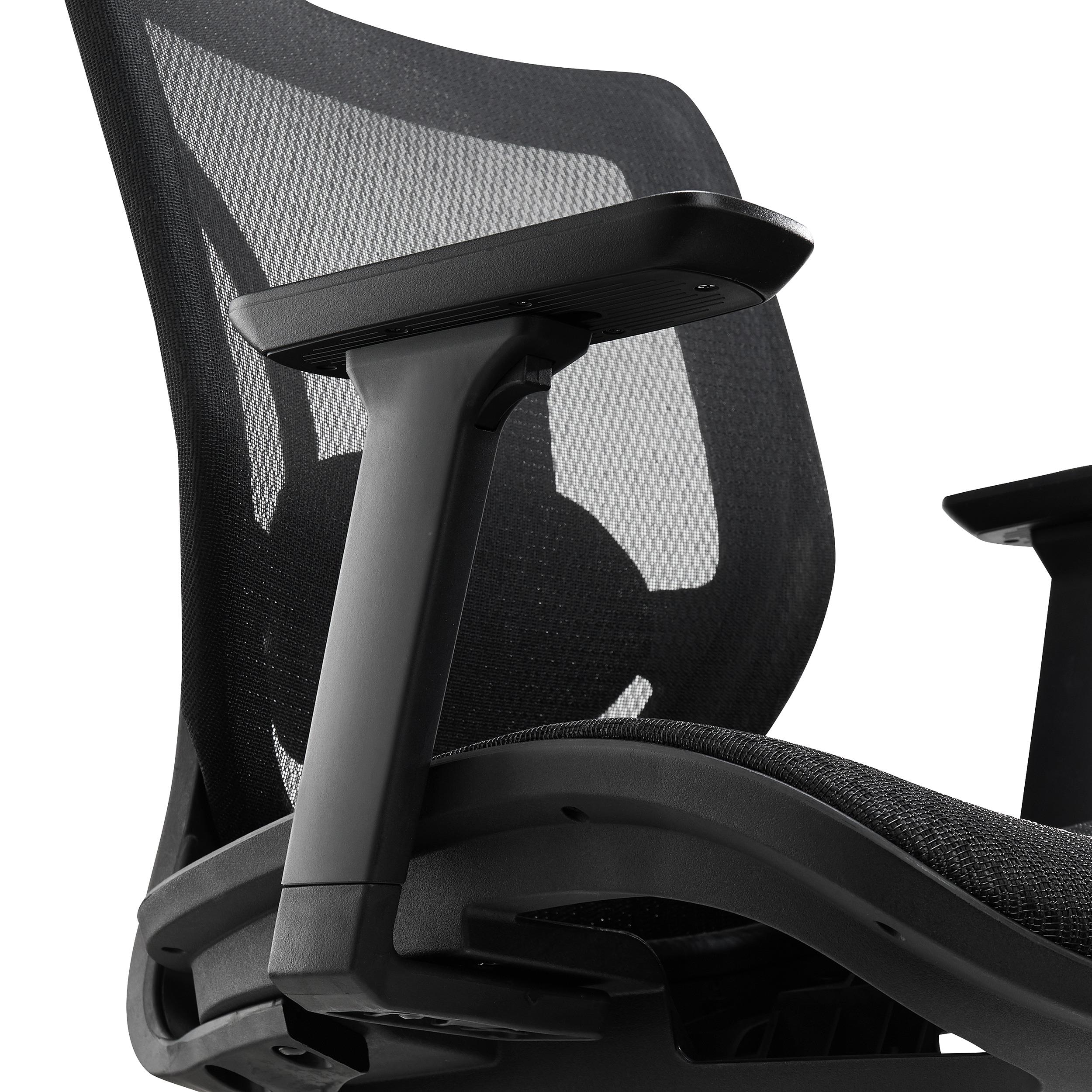 Chaise de bureau ergonomique LAMBO PRO, appui-tête, support lombaire  ajustable, en maille respirante, noir 