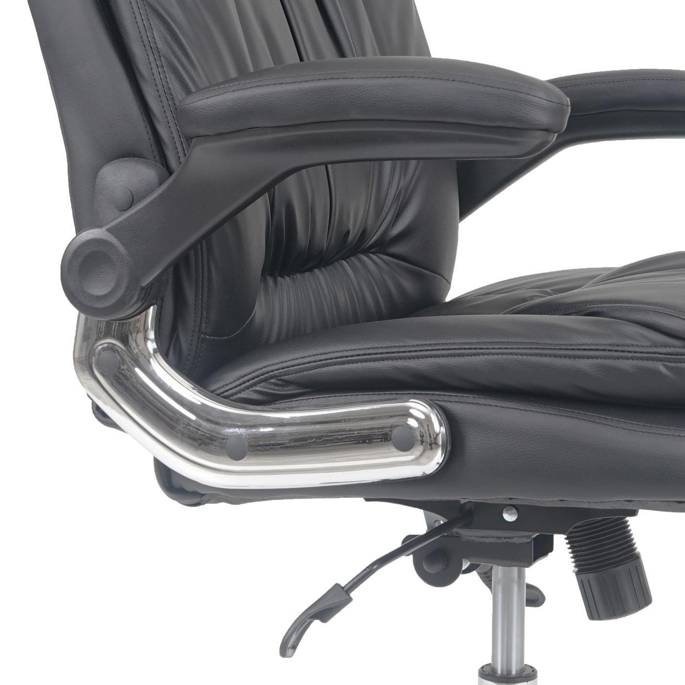 FAUTEUIL DE DIRECTION EN CUIR ASTON | AVEC ACCOUDOIRS | NOIR | CERTEO