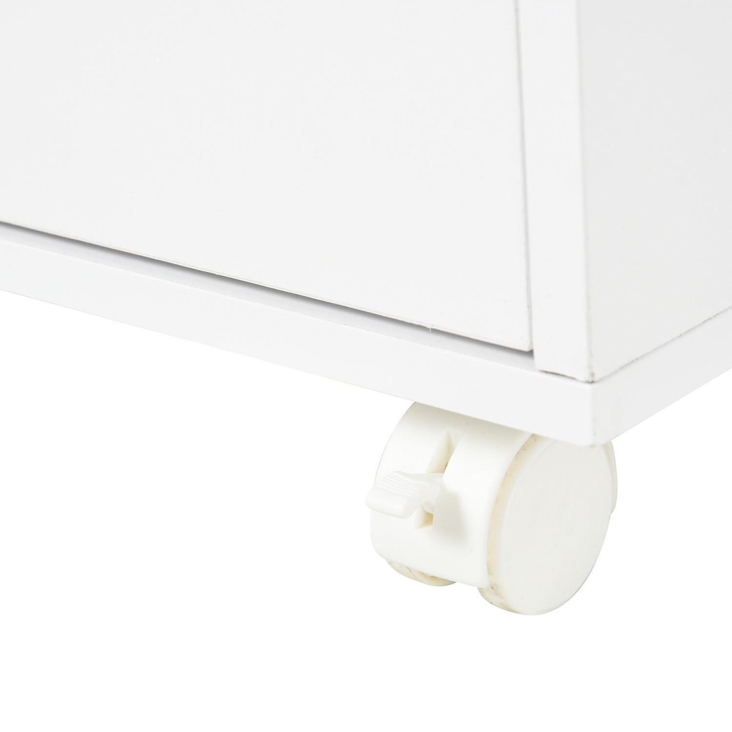 Caisson de Rangement Mobile LISY, 3 Tiroirs et 4 Casiers, 40x30x83 cm,  Blanc 