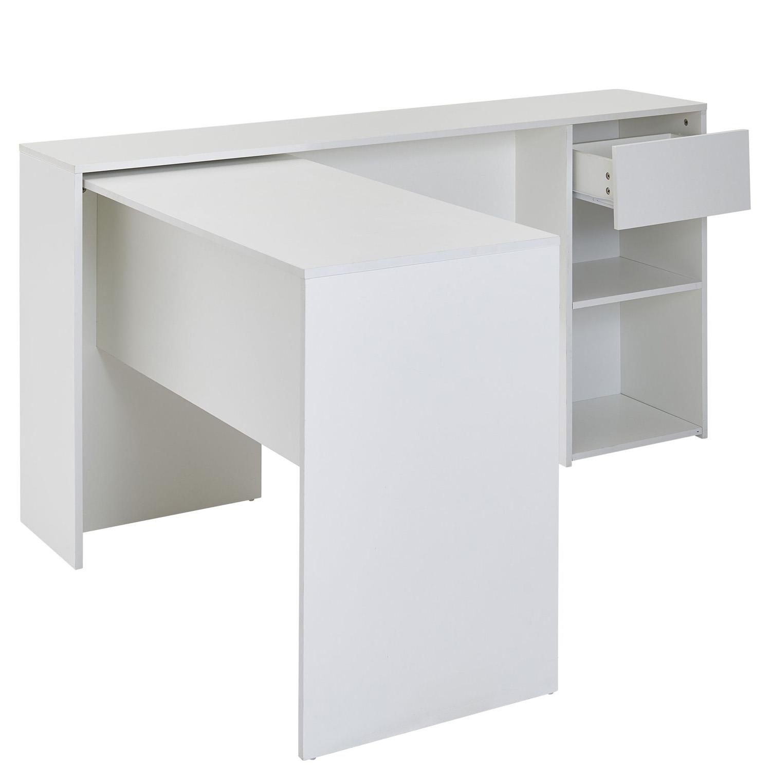 mb-moebel Bureau d'Ordinateur avec 4 Tiroirs Meuble Bureau Informatique  Station de Travail Table de Bureau avec Espace de Rangement - 120x75x55 AGA  (Blanc Brillant) : : Cuisine et Maison