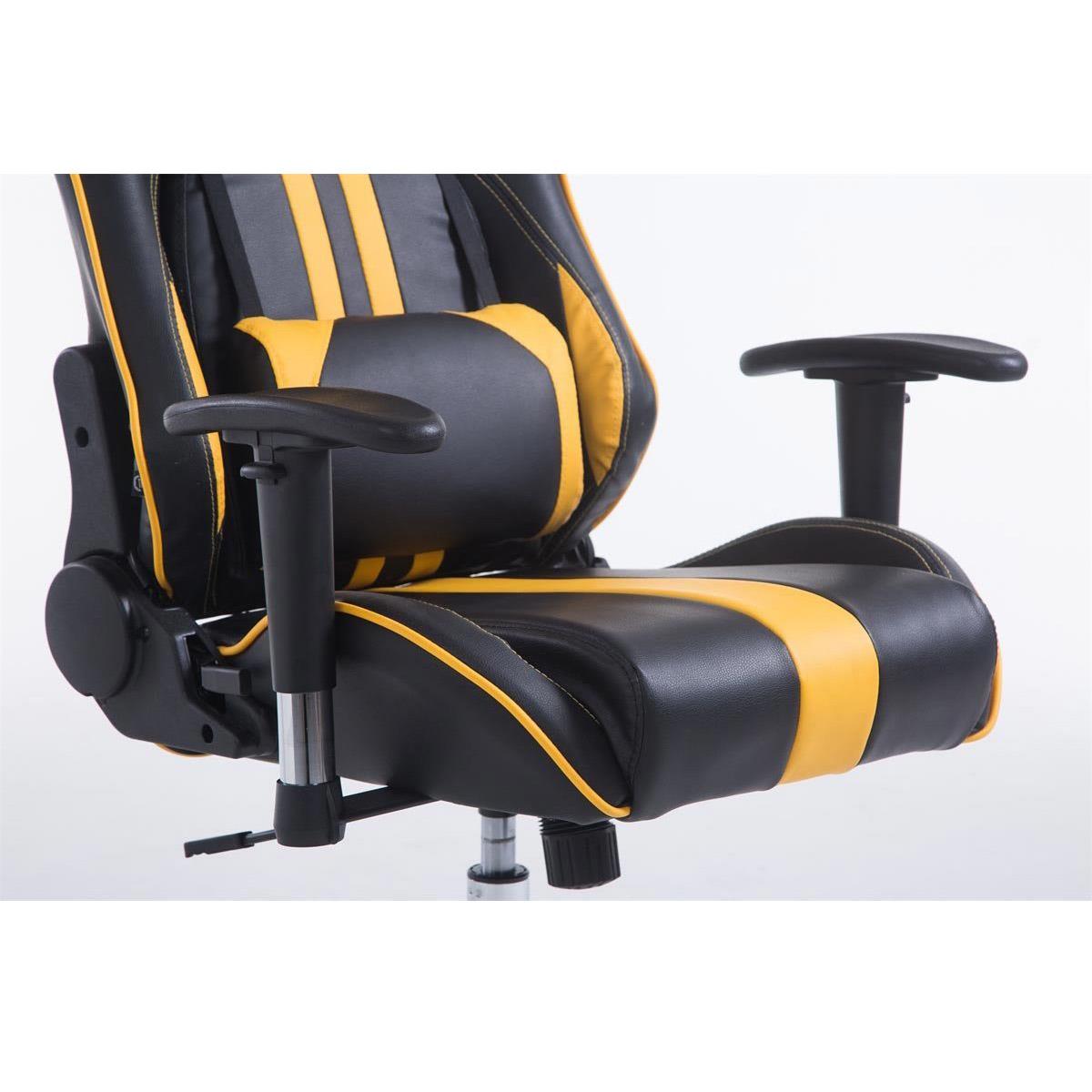 Fauteuil de bureau Gamer LOGAN avec Repose-pieds, Inclinable, Coussins  Inclus, Noir/Jaune 