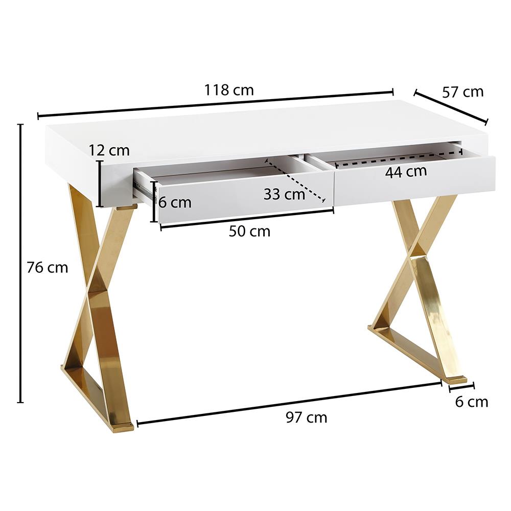 Bureau blanc laqué et pieds en métal - longueur 170 cm - NET