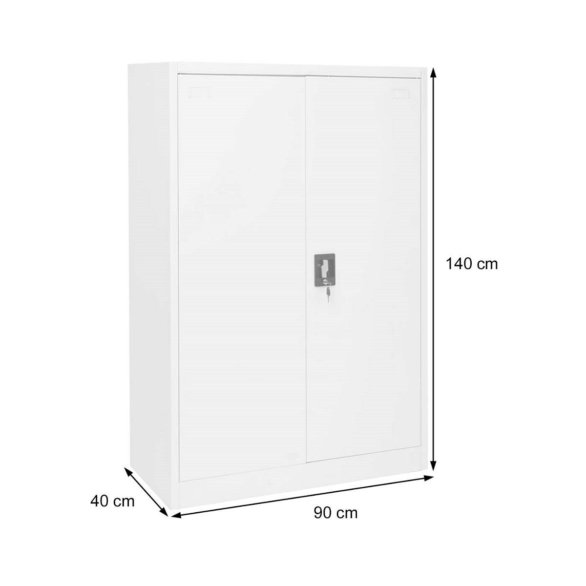 Armoire SASKI 2 PORTES, 140x90x40cm, Avec Serrure, En Acier, Blanc